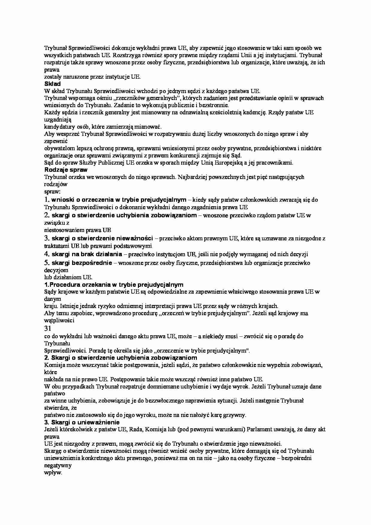 Trybunał Sprawiedliwości Unii Europejskiej - skład i kompetencje - strona 1