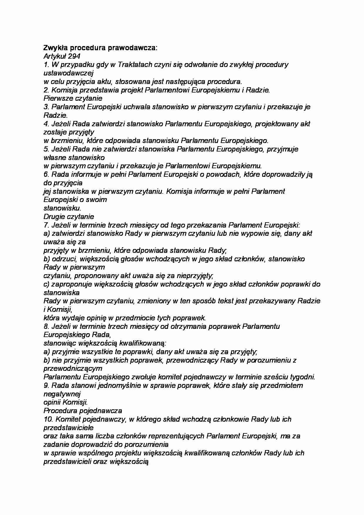 Zwykła procedura prawodawcza - strona 1