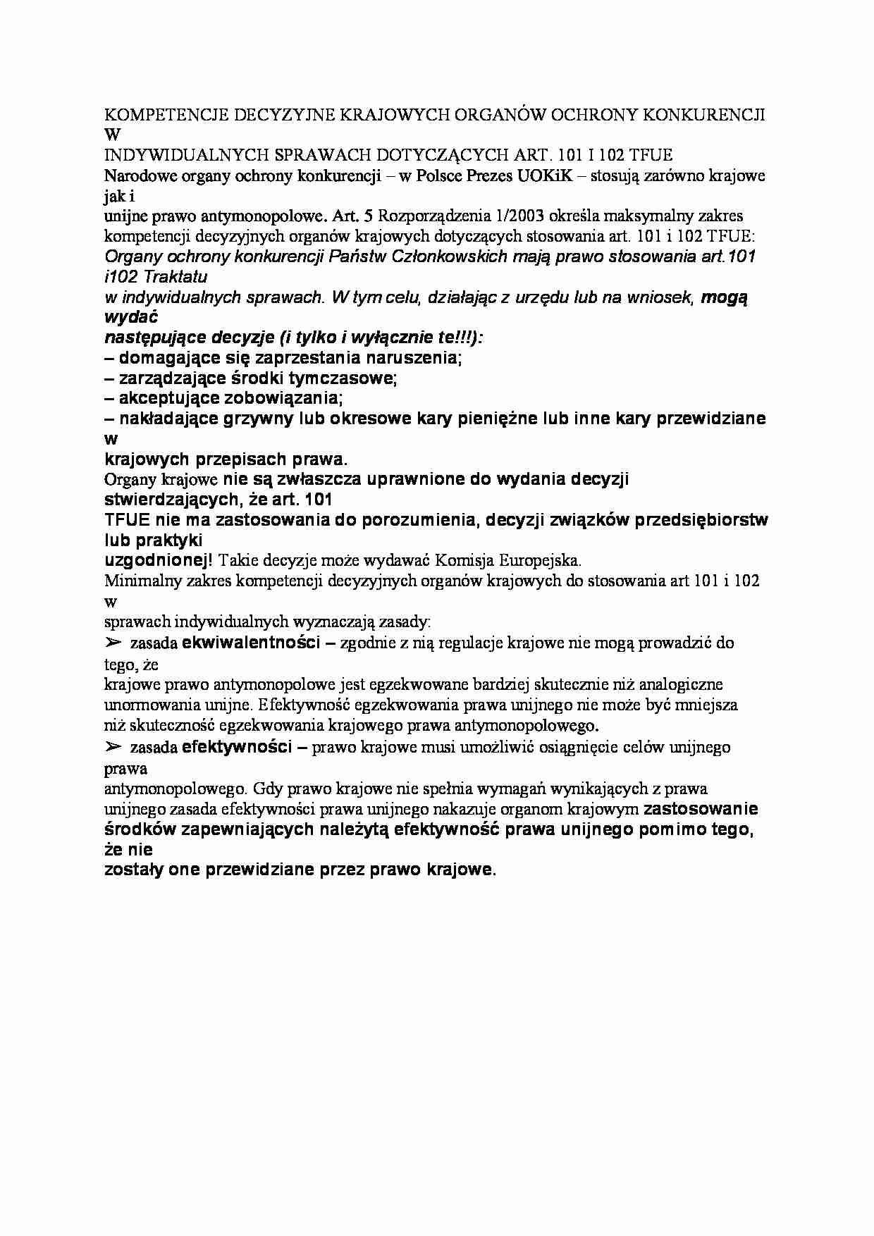 Kompetencje decyzyjne krajowych organów ochrony konkurencji - strona 1