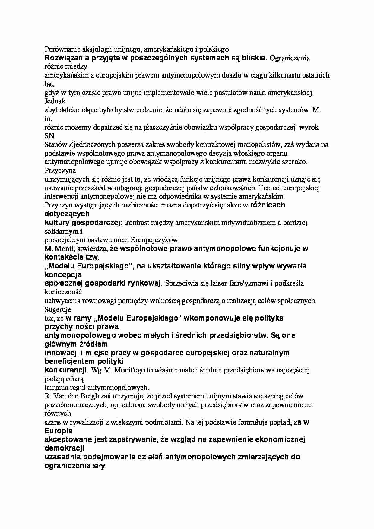 Porównanie aksjologii unijnego, amerykańskiego i polskiego - strona 1