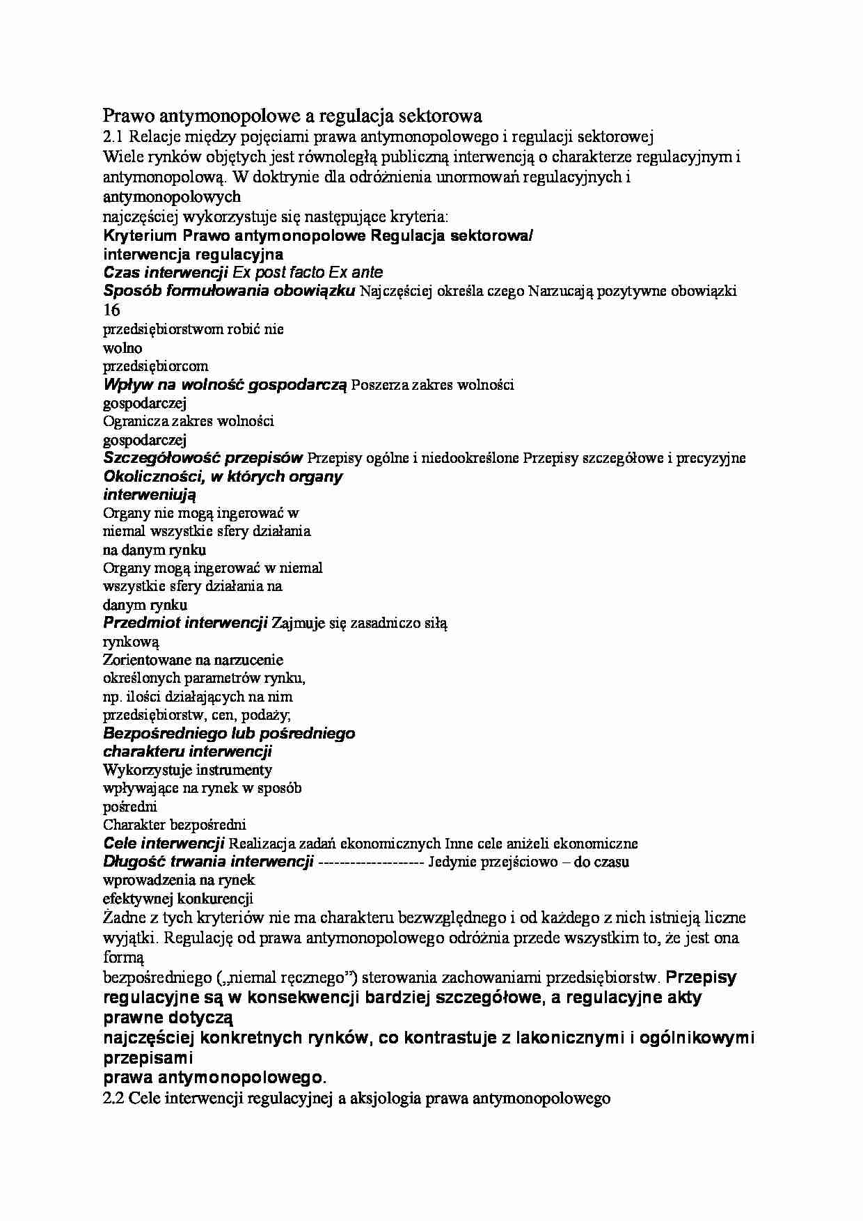 Prawo antymonopolowe a regulacja sektorowa - strona 1