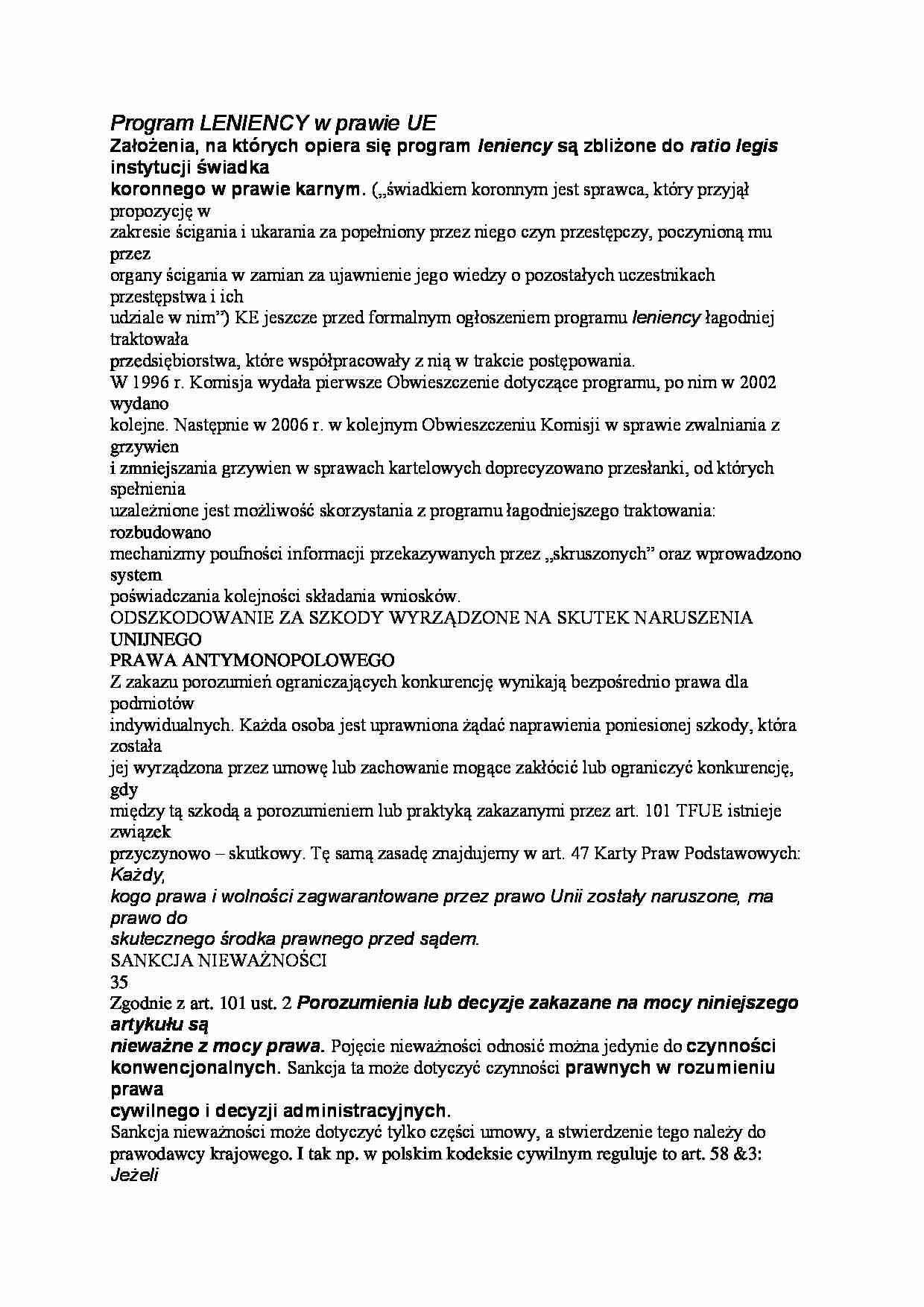 Program Leniency w prawie Unii Eurpoejskiej - strona 1