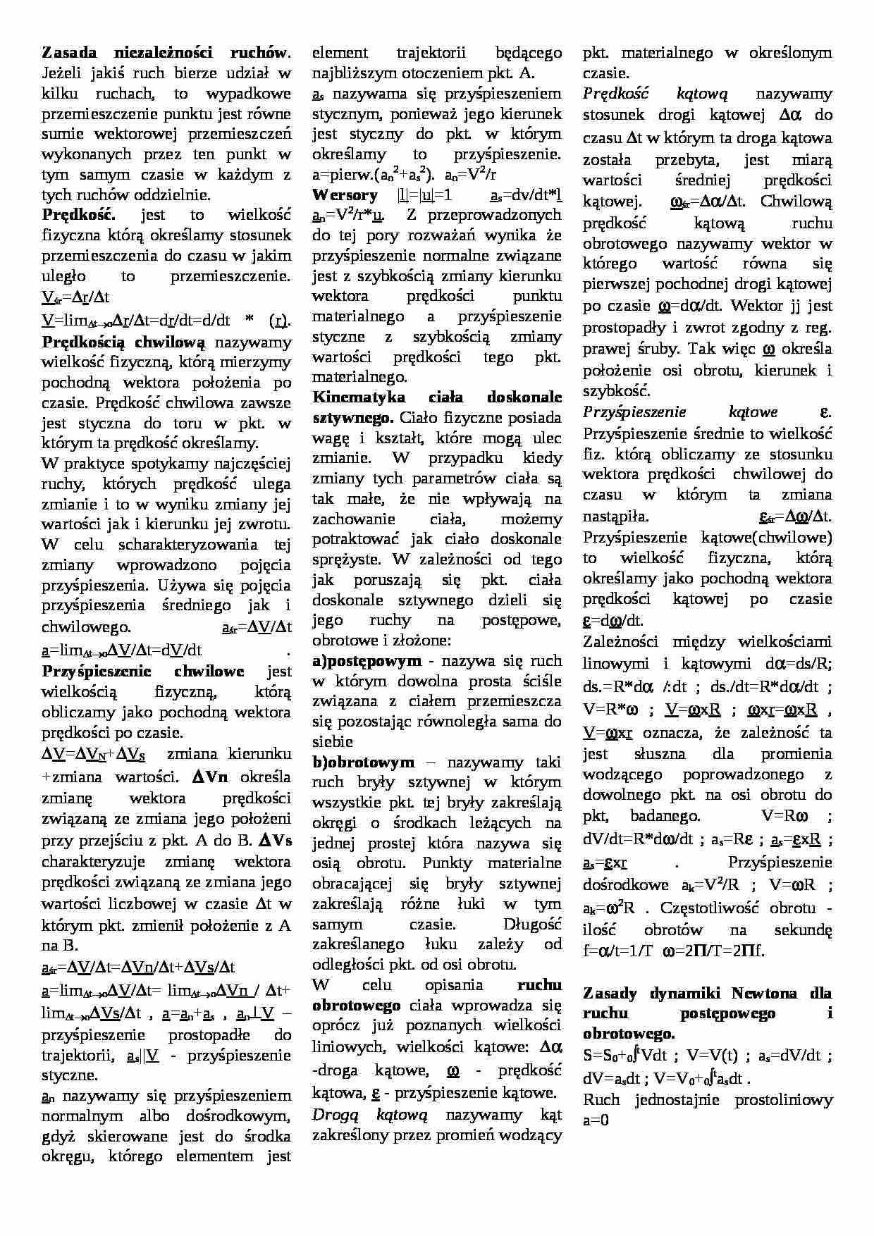 Dynamika ruchu postępowego i obrotowego - strona 1