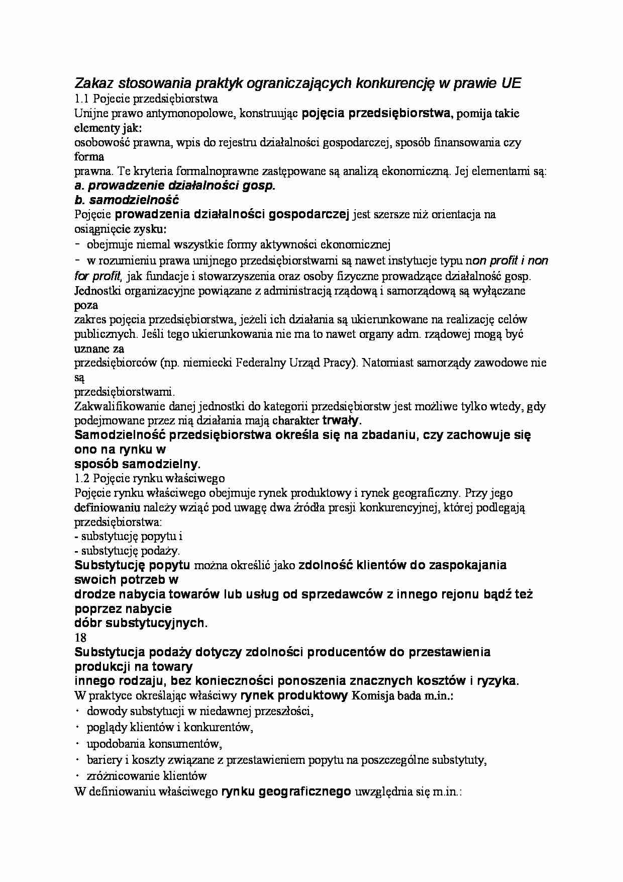 Ograniczanie konkurencji w prawie Unii Europejskiej - strona 1