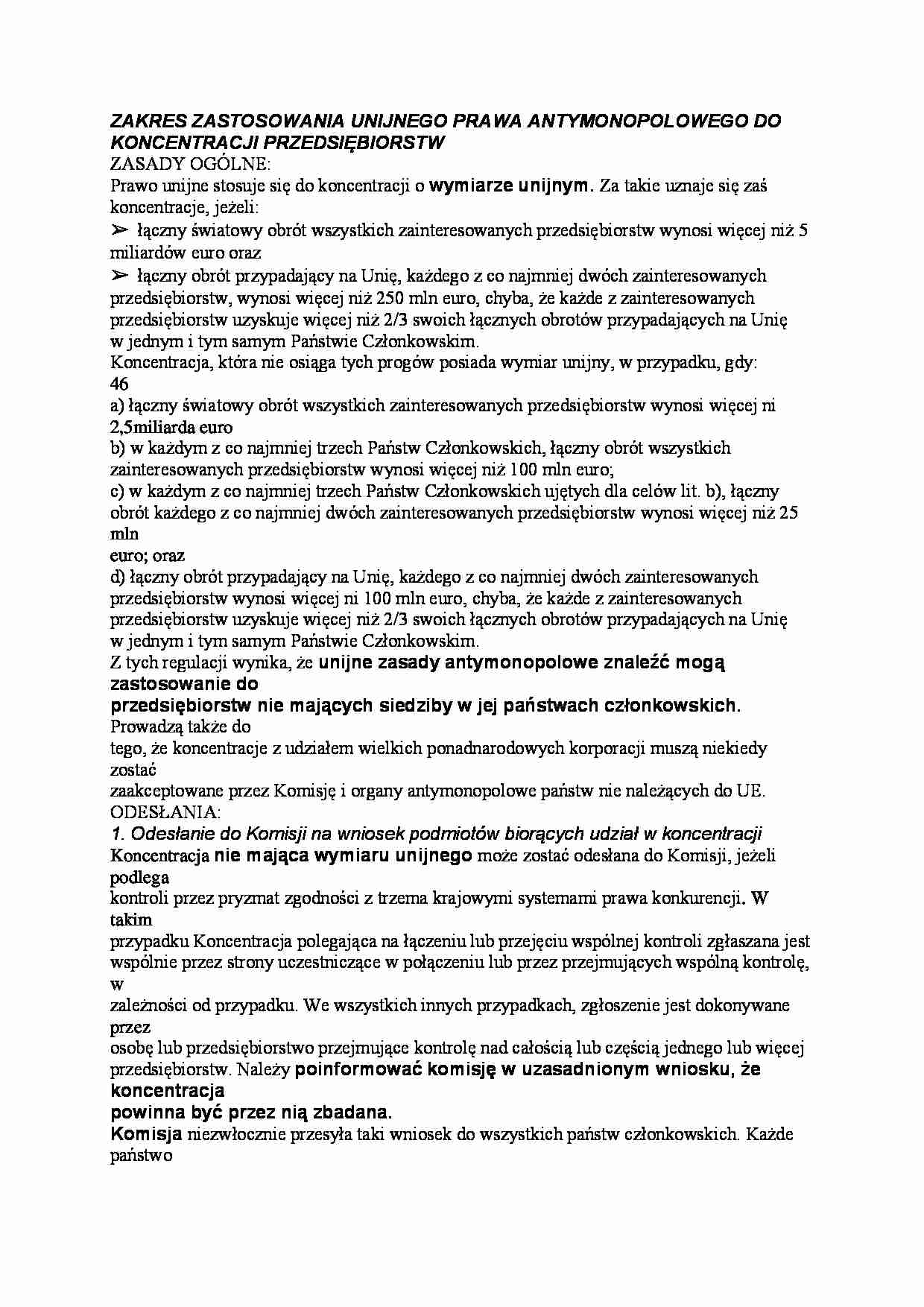 Zakres stosowania unijnego prawa antymonopolowego - strona 1