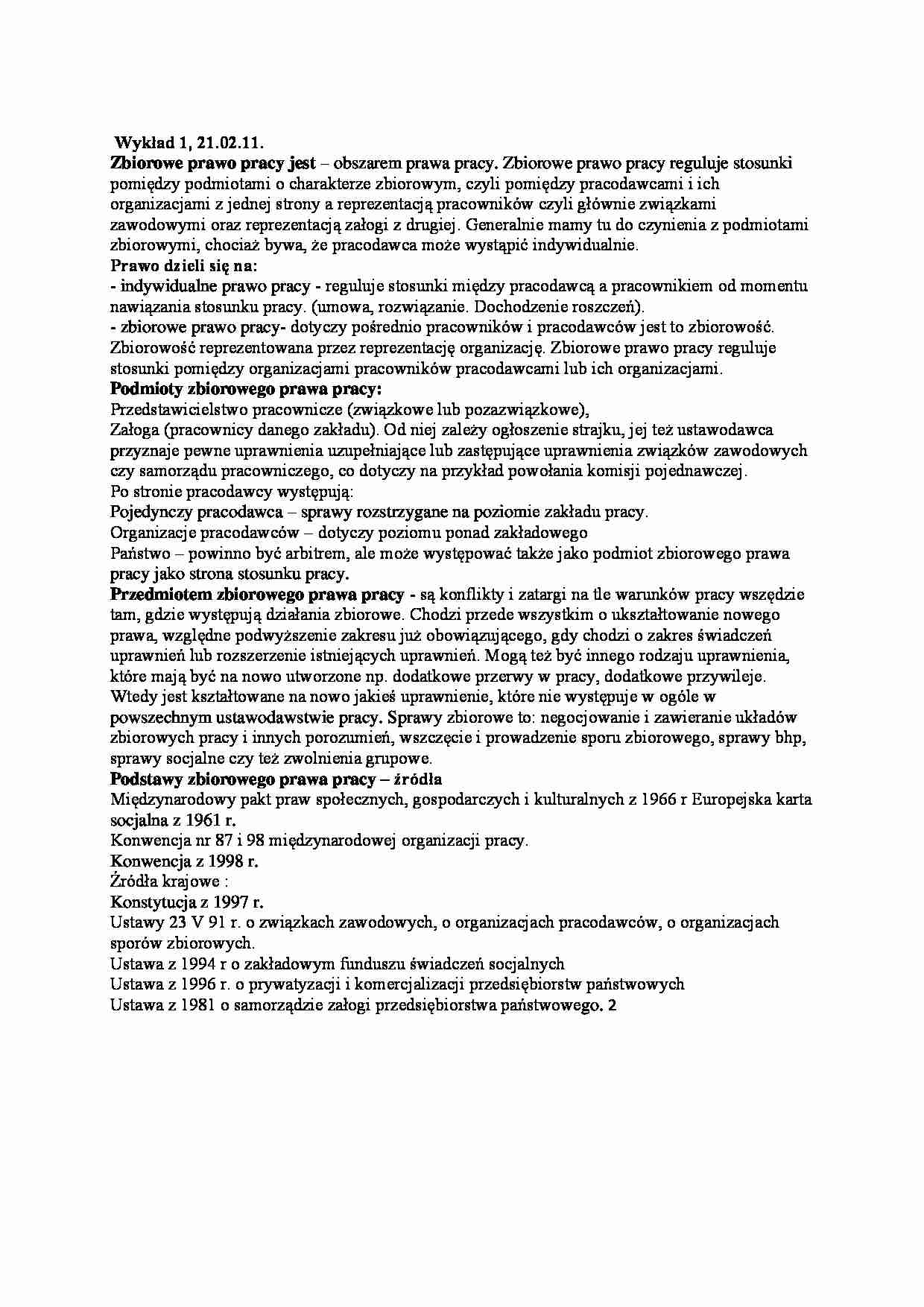 Zbiorowe prawo pracy - strona 1