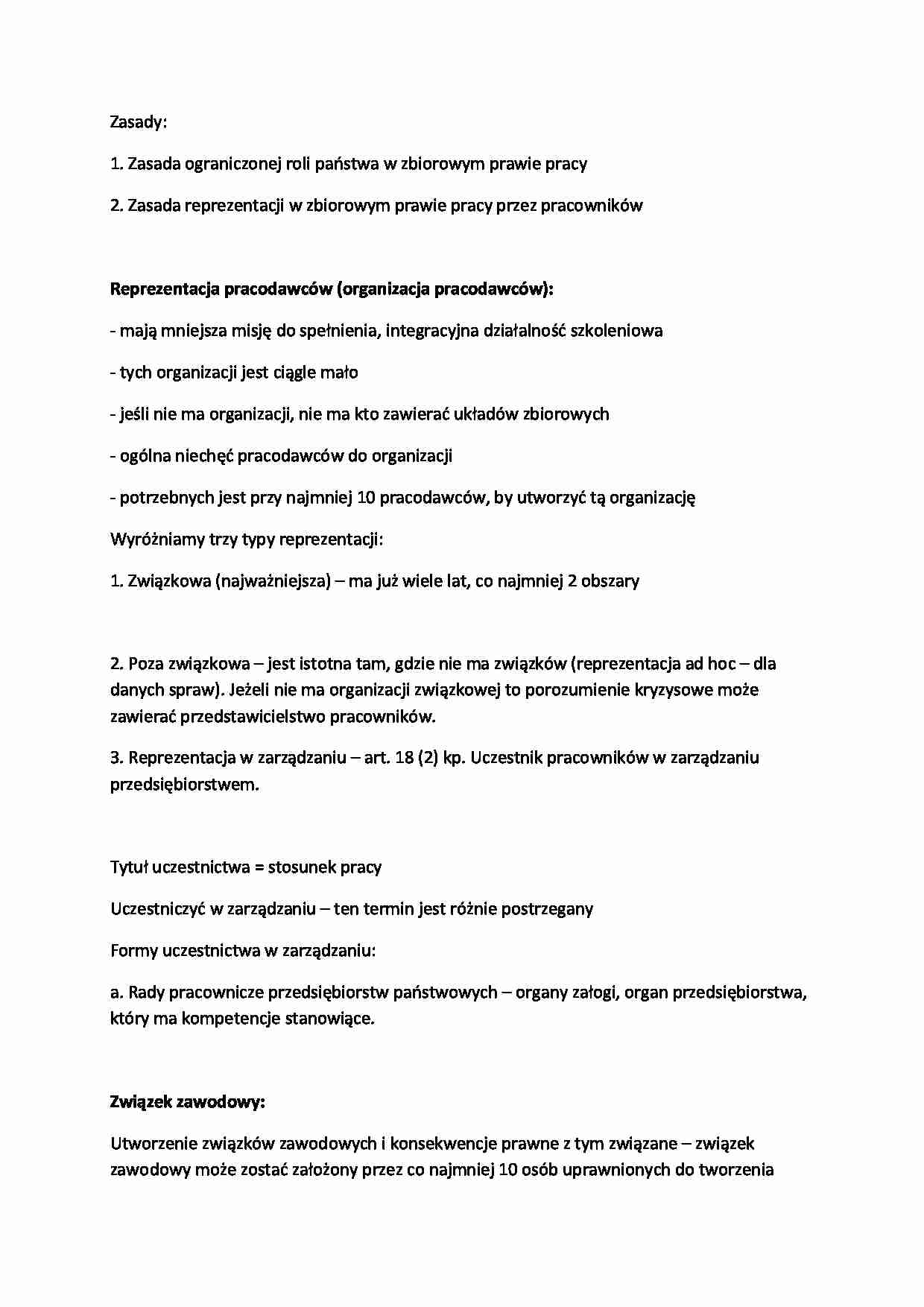 Związek zawodowy i reprezentacja pracodawców - strona 1