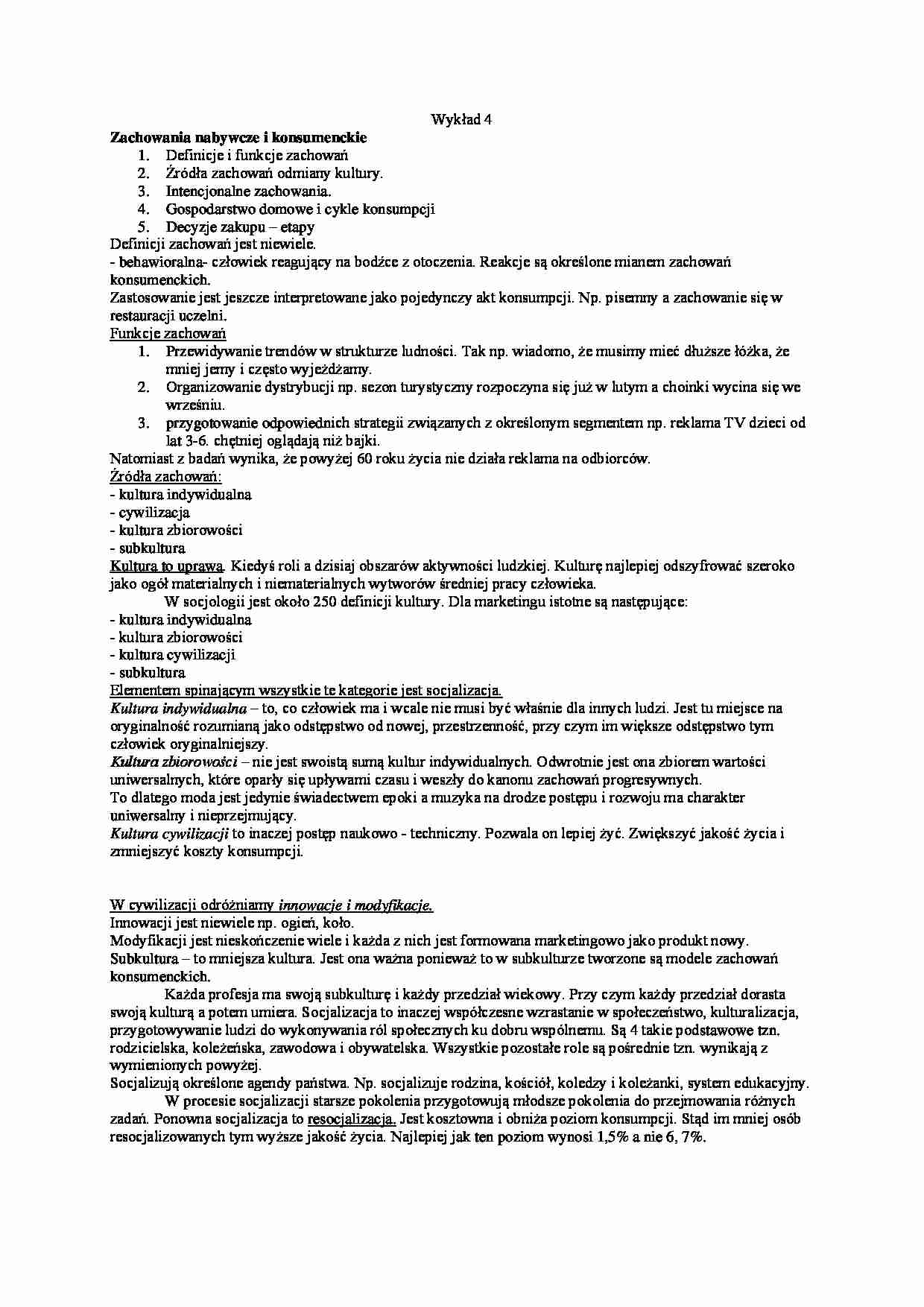 Zachowania nabywcze i konsumpcyjne - wykład - strona 1