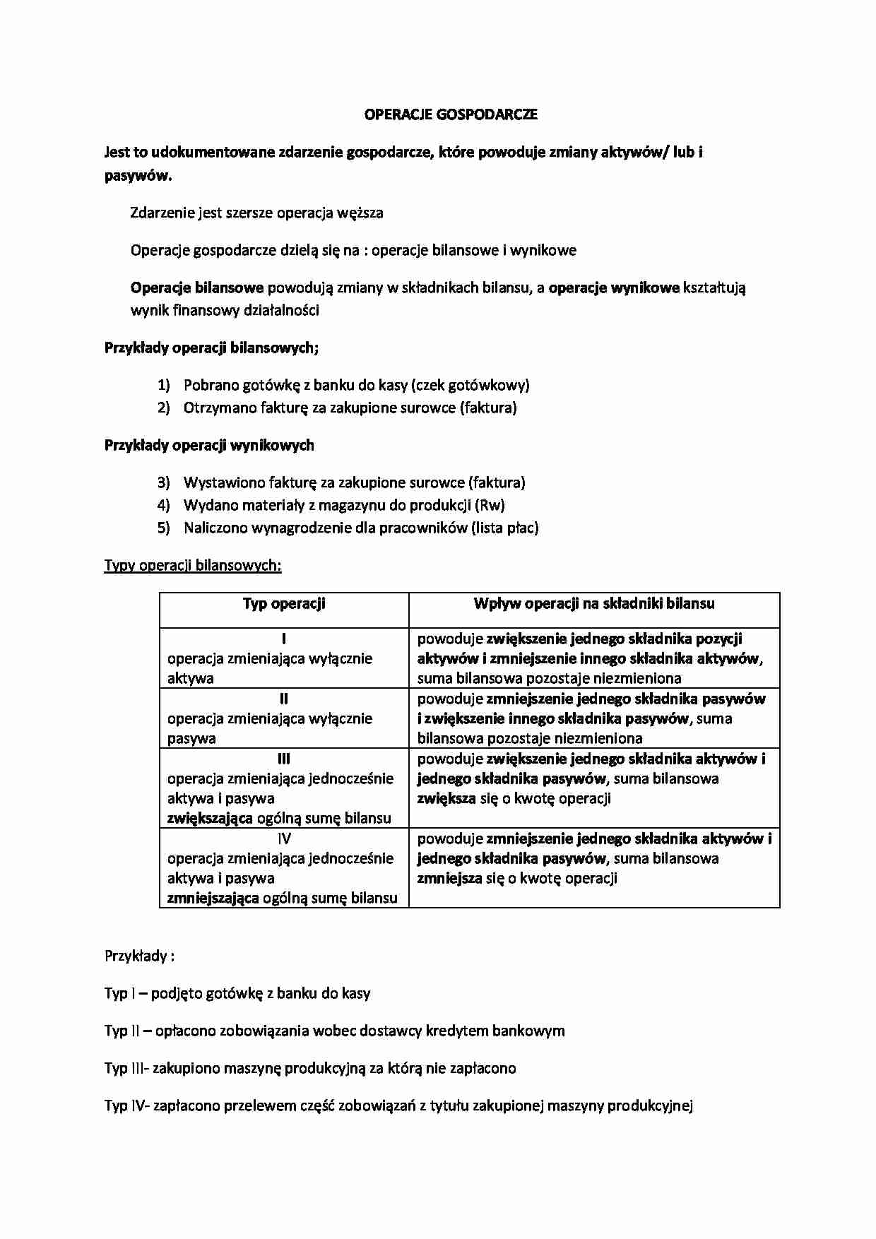 Operacje gospodarcze - omówienie - strona 1