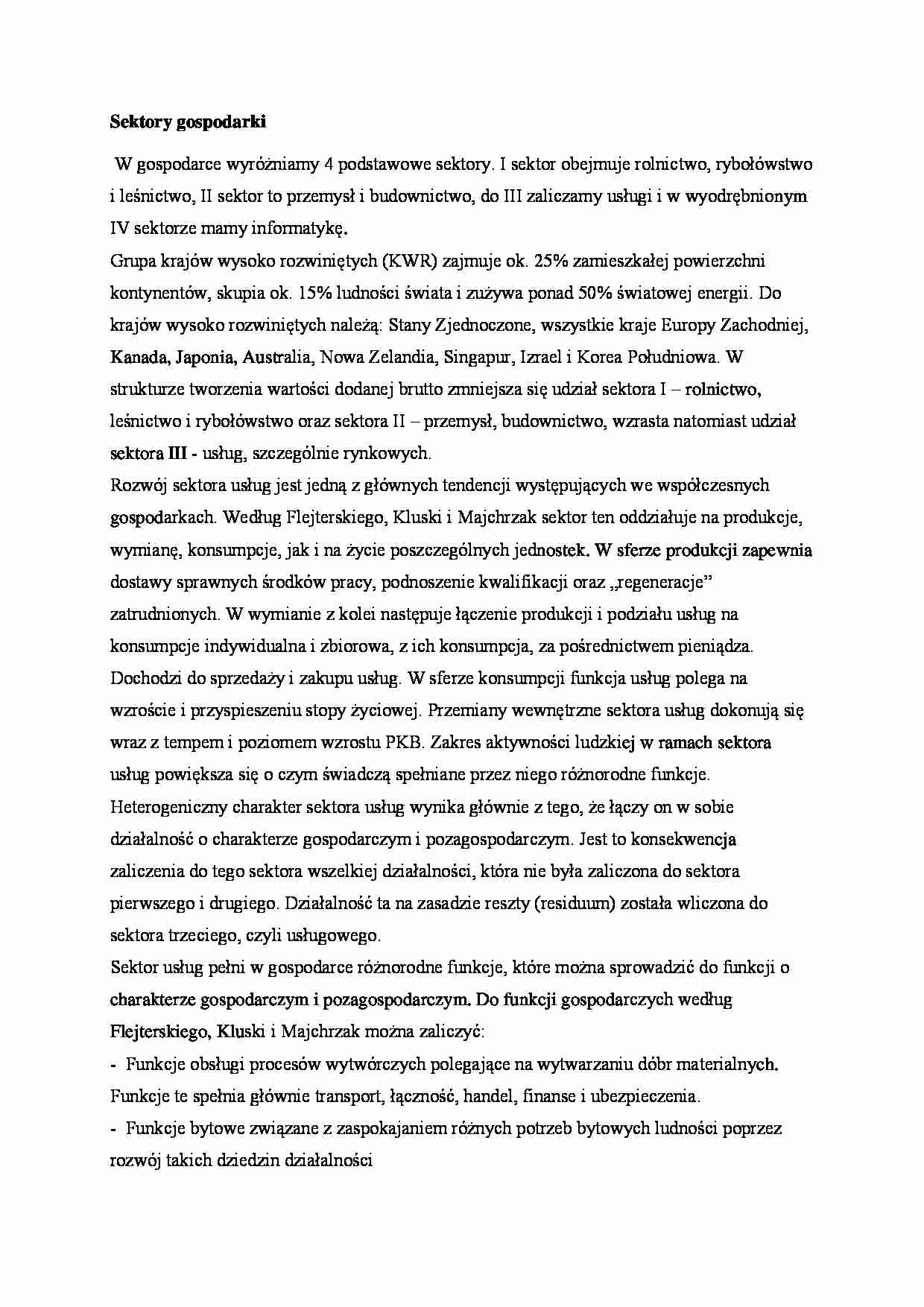 Sektory gospodarki - wykład - strona 1