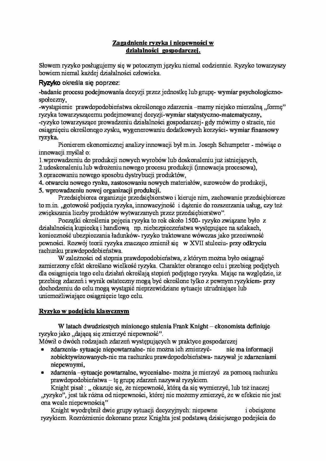 Ryzyko w działalności gospodarczej - strona 1