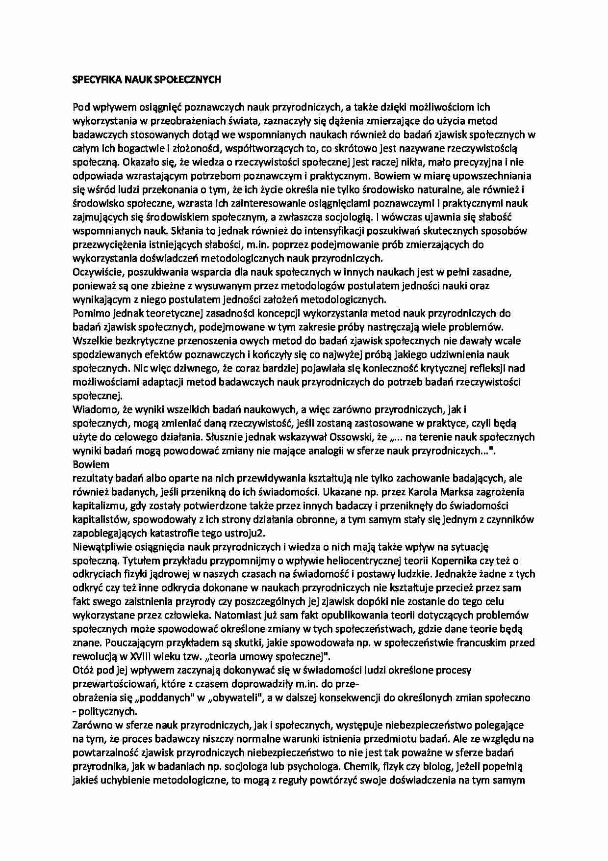 Specyfika nauk społecznych - strona 1
