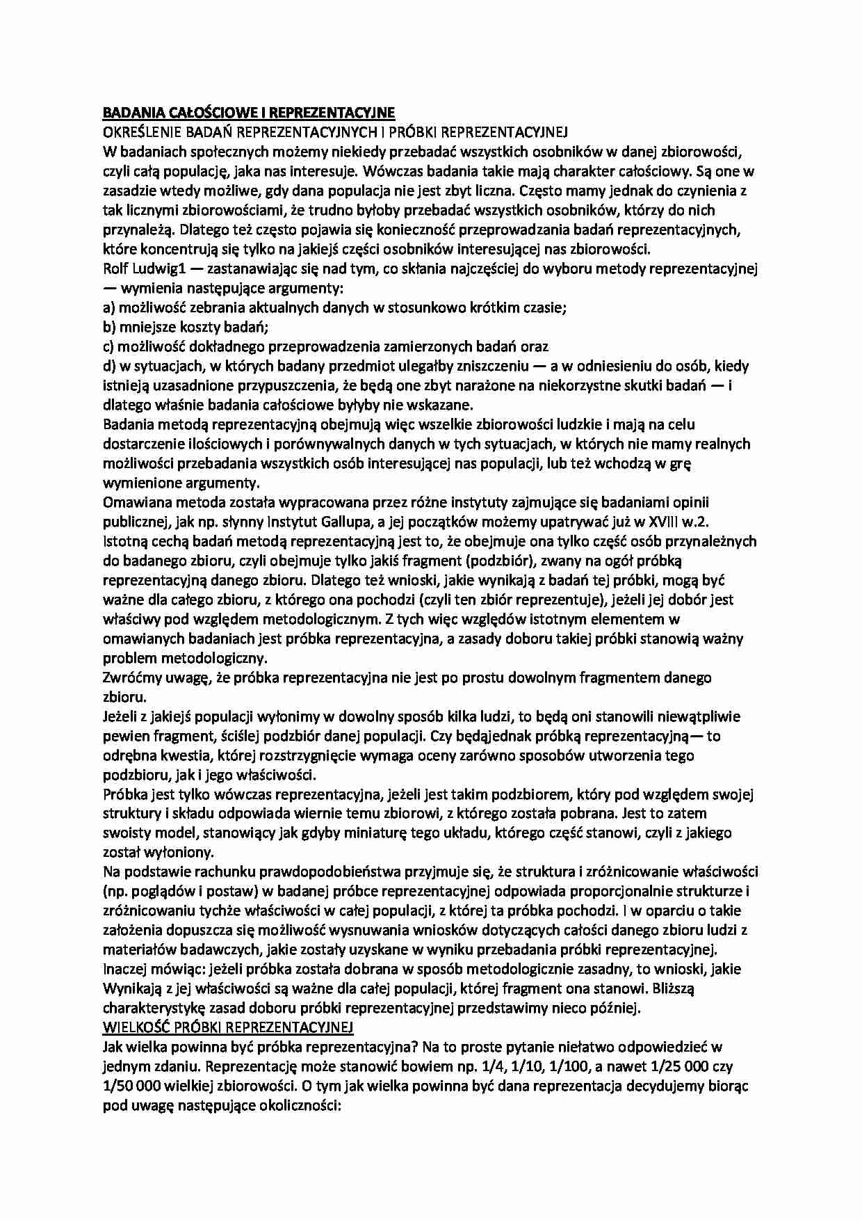 Badania całościowe i reprezentacyjne - strona 1