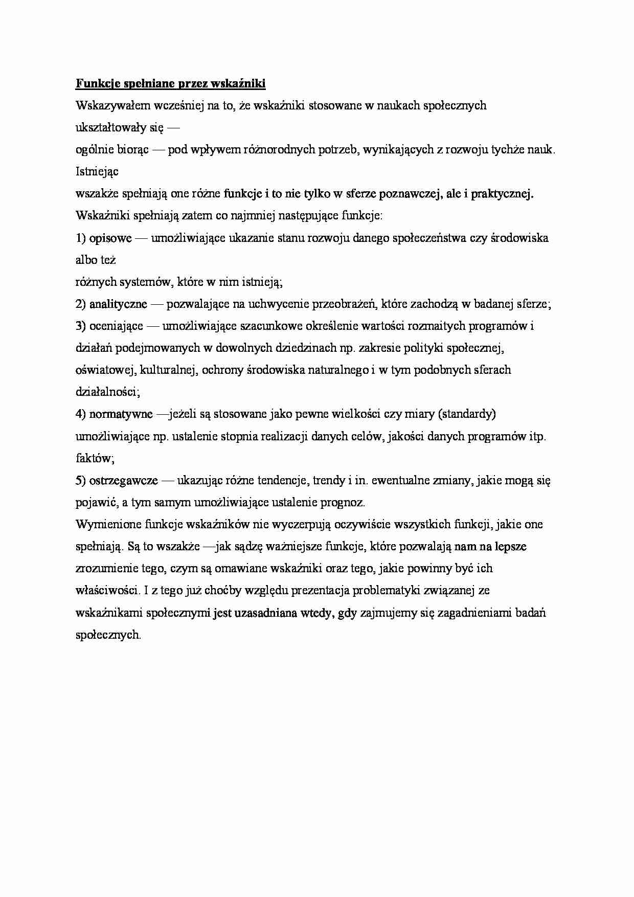 Funkcje spełniane przez wskaźniki - strona 1