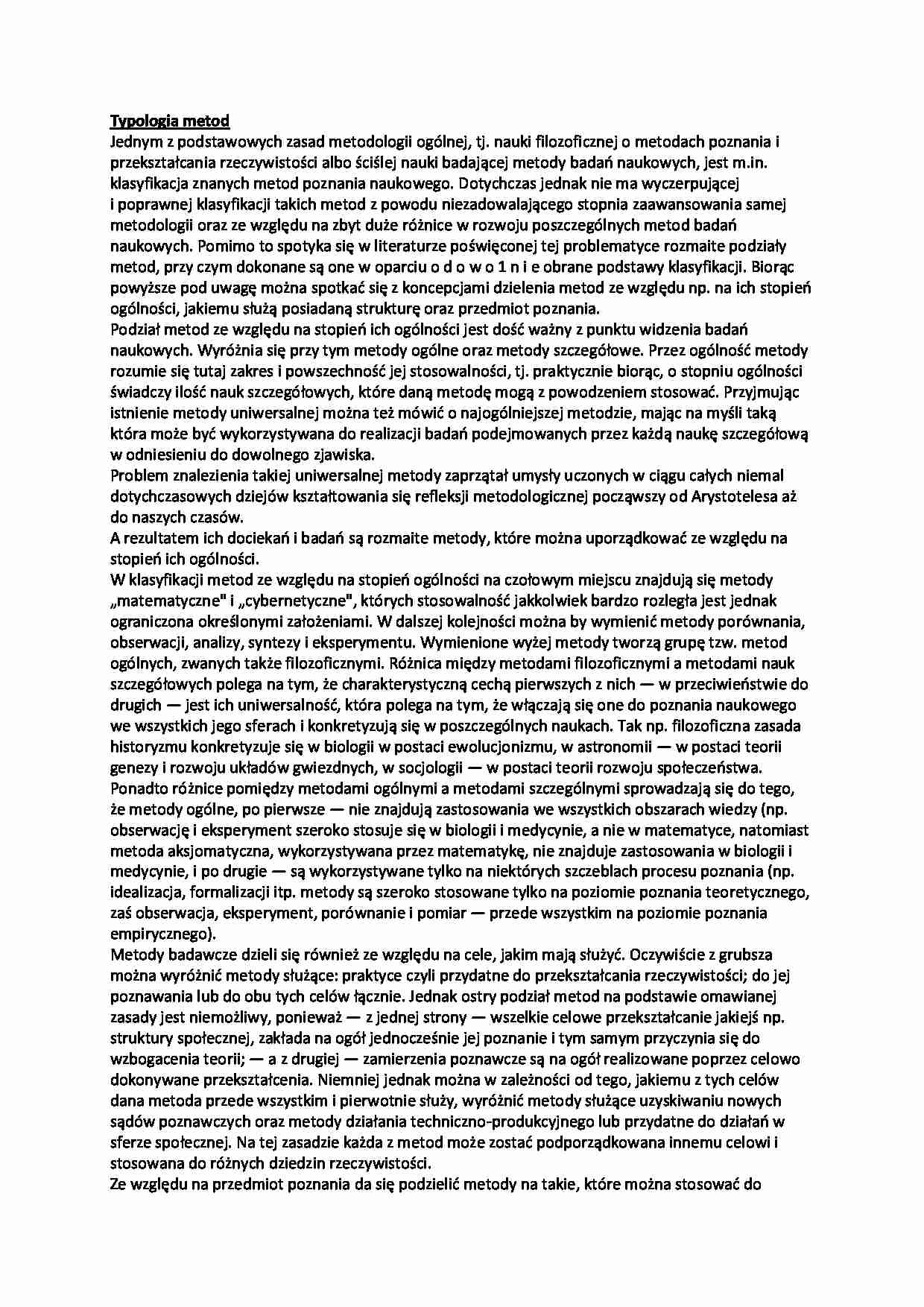 Typologia metod badawczych - strona 1