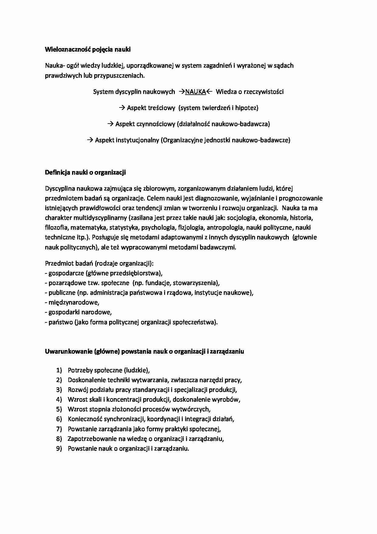 Zagadnienia na kolokwium - nurty uwarunkowania, właściwosci zarządzania - strona 1