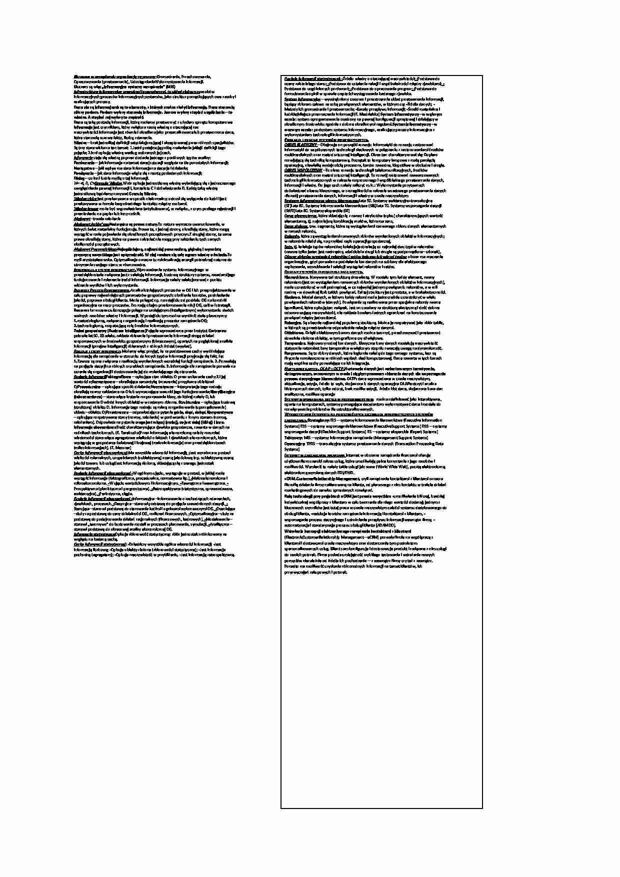 Procesy informacyjne w zarządzaniu w pigułce - Systemy informatyczne ewolucja - strona 1