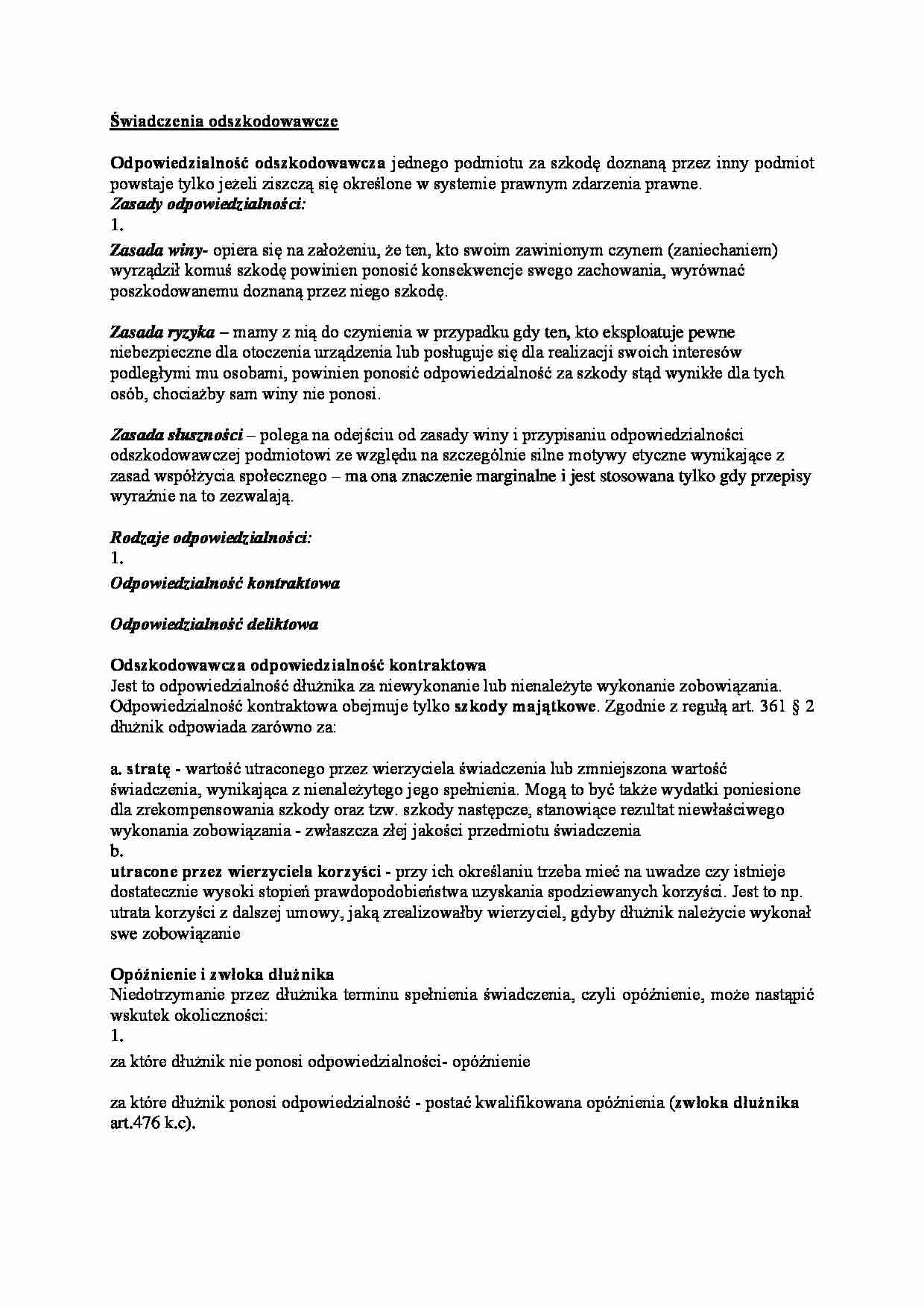 Świadczenia odszkodowawcze - strona 1