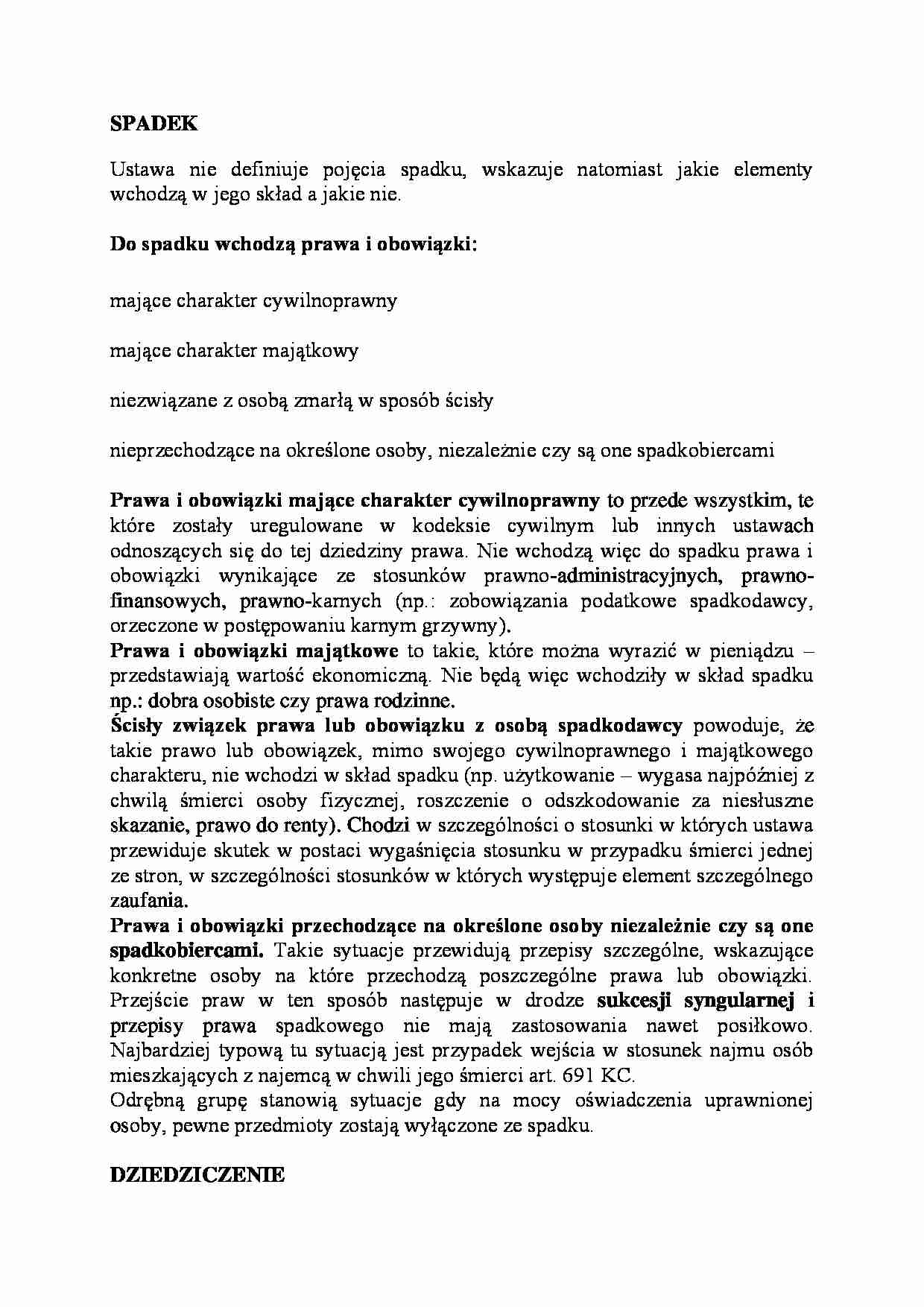 Spadek, dziedziczenie testamentowe - strona 1