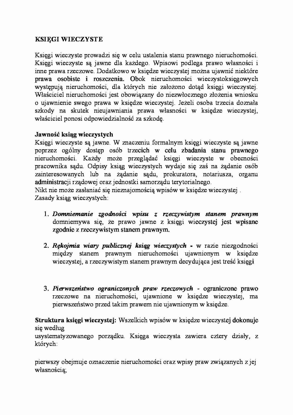 Księgi wieczyste - jawnosć, zasady - strona 1