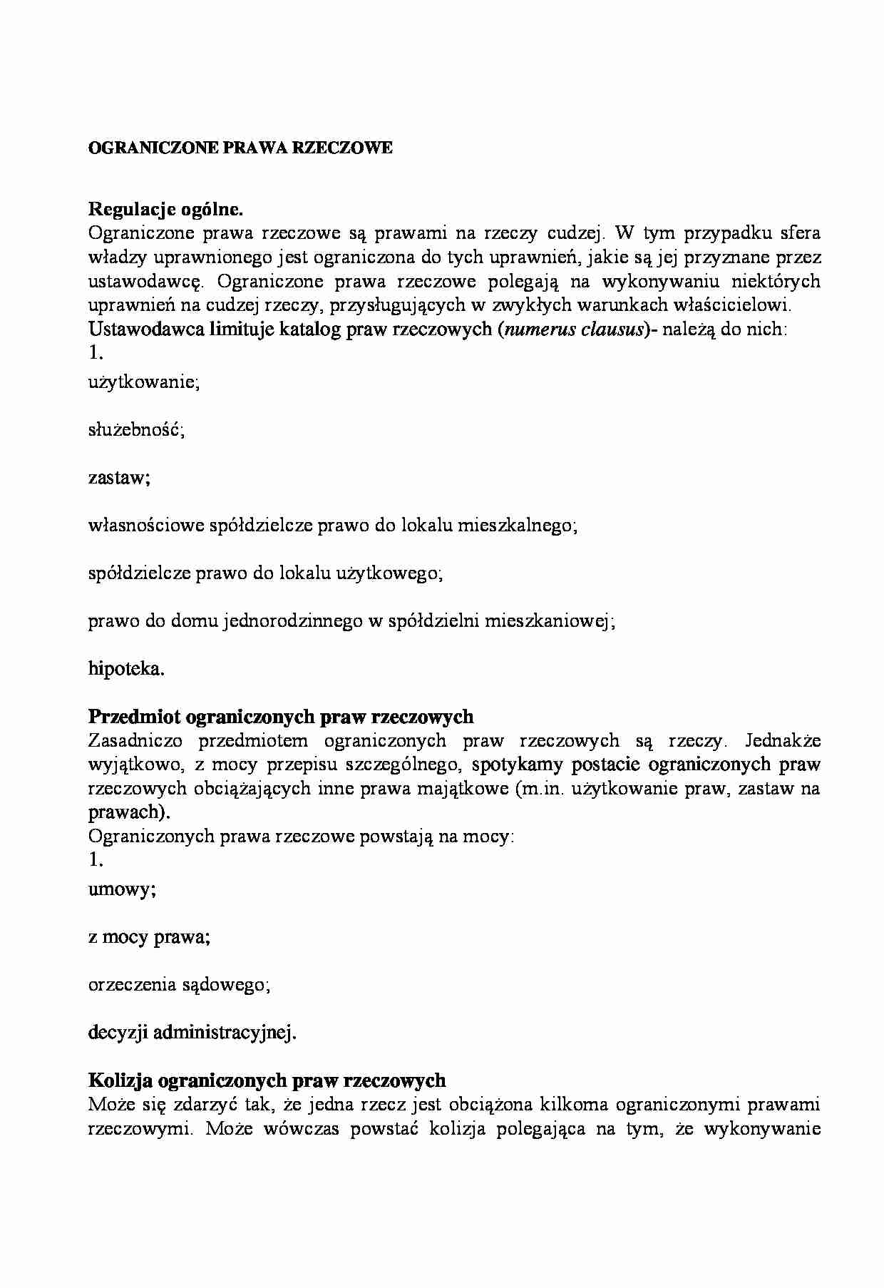 Ograniczone prawa rzeczowe - strona 1