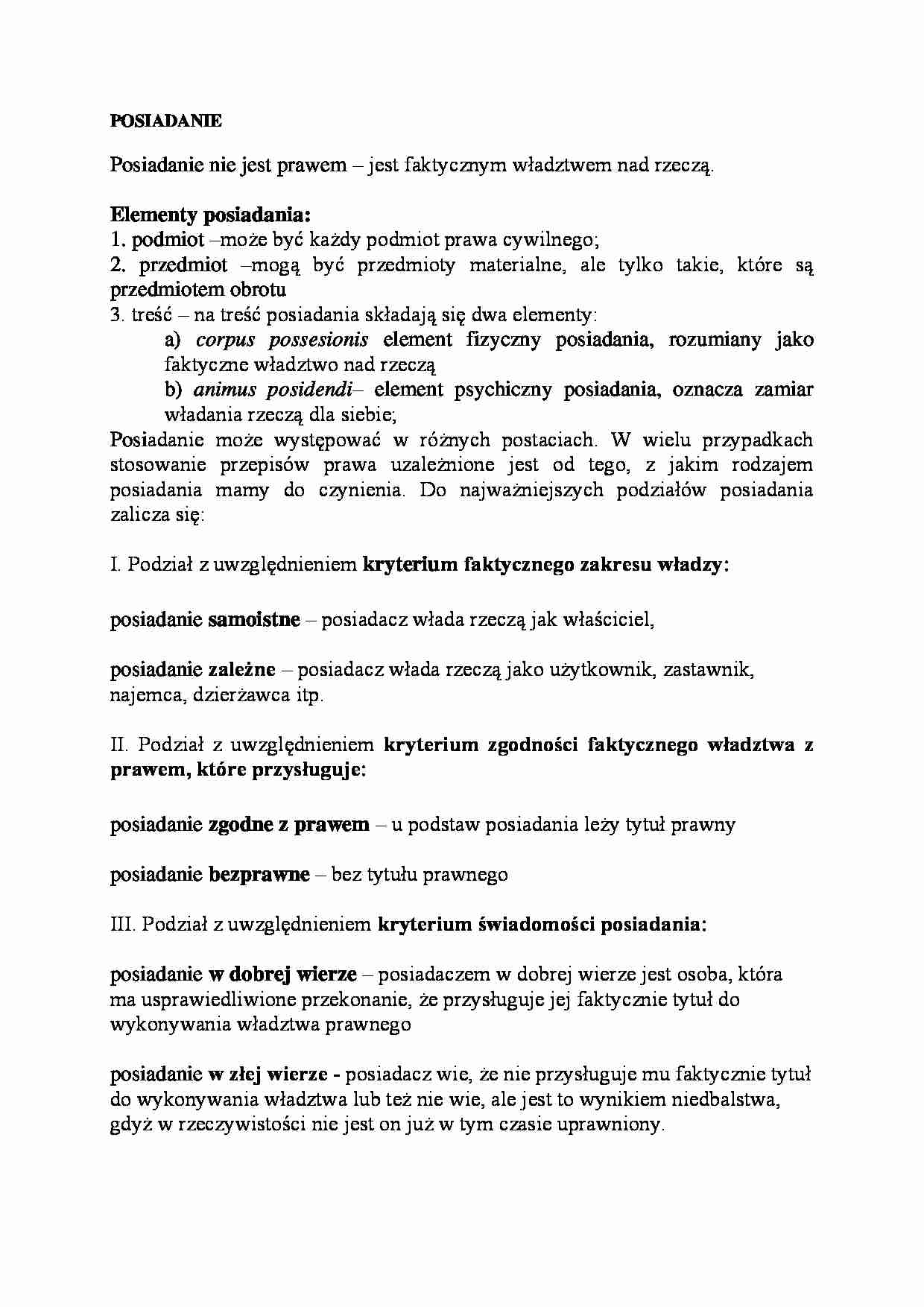 Posiadanie - faktyczna władza nad rzeczą - strona 1