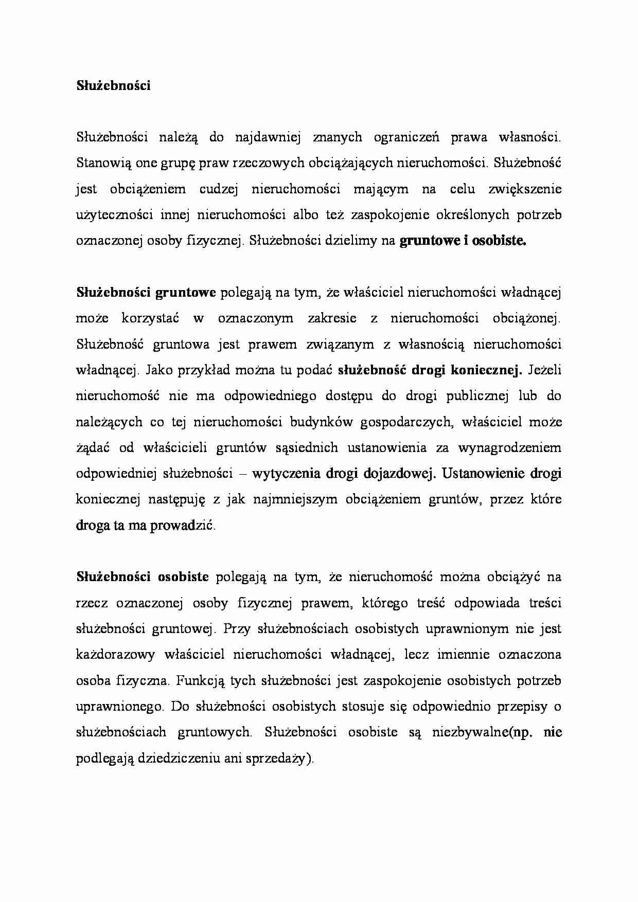 Służebności - omówienie zagadnienia - strona 1