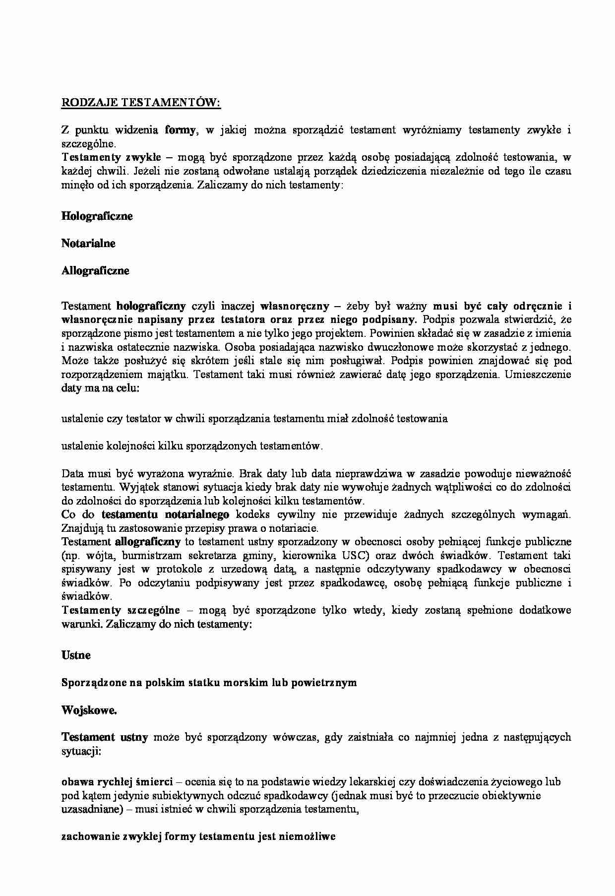 Treść i forma testamentu - strona 1