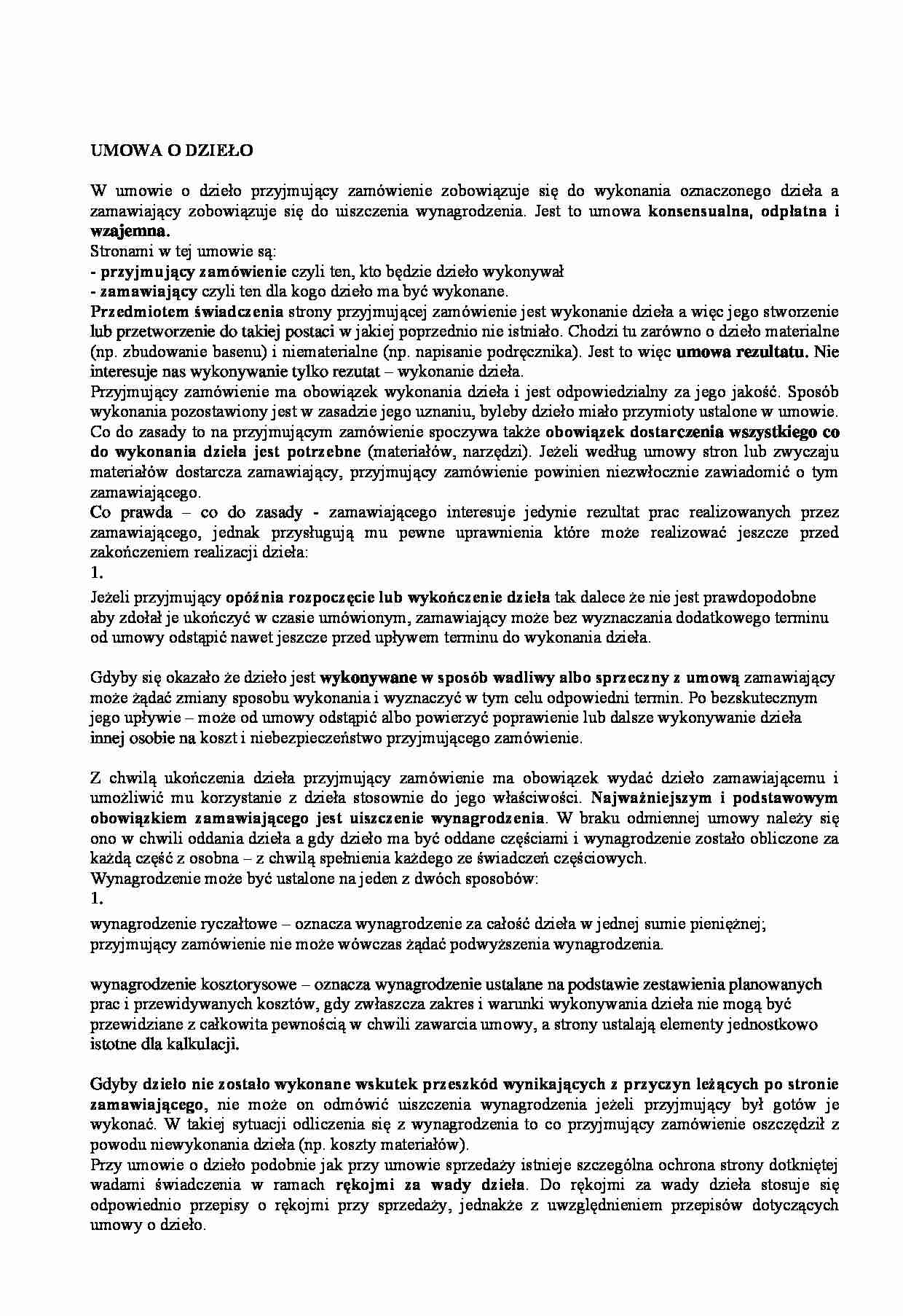 Umowa o dzieło - strona 1