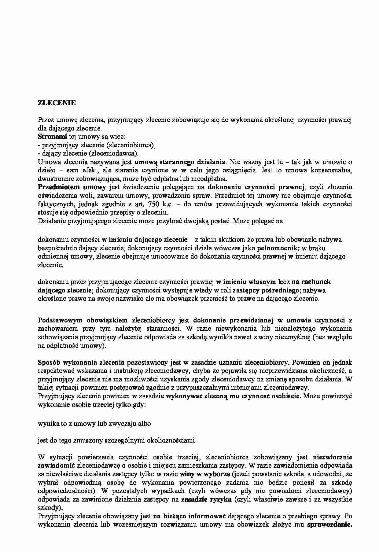 Umowa zlecenie - omówienie - strona 1