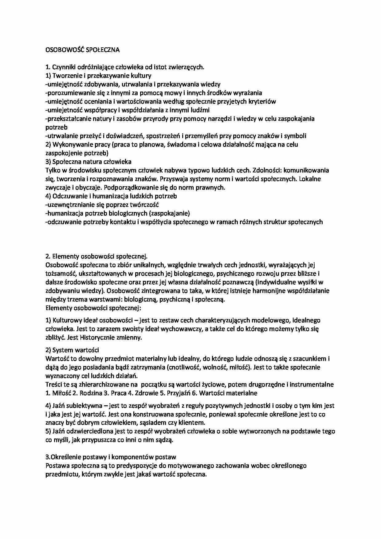 Osobowość społeczna - System wartości  - strona 1