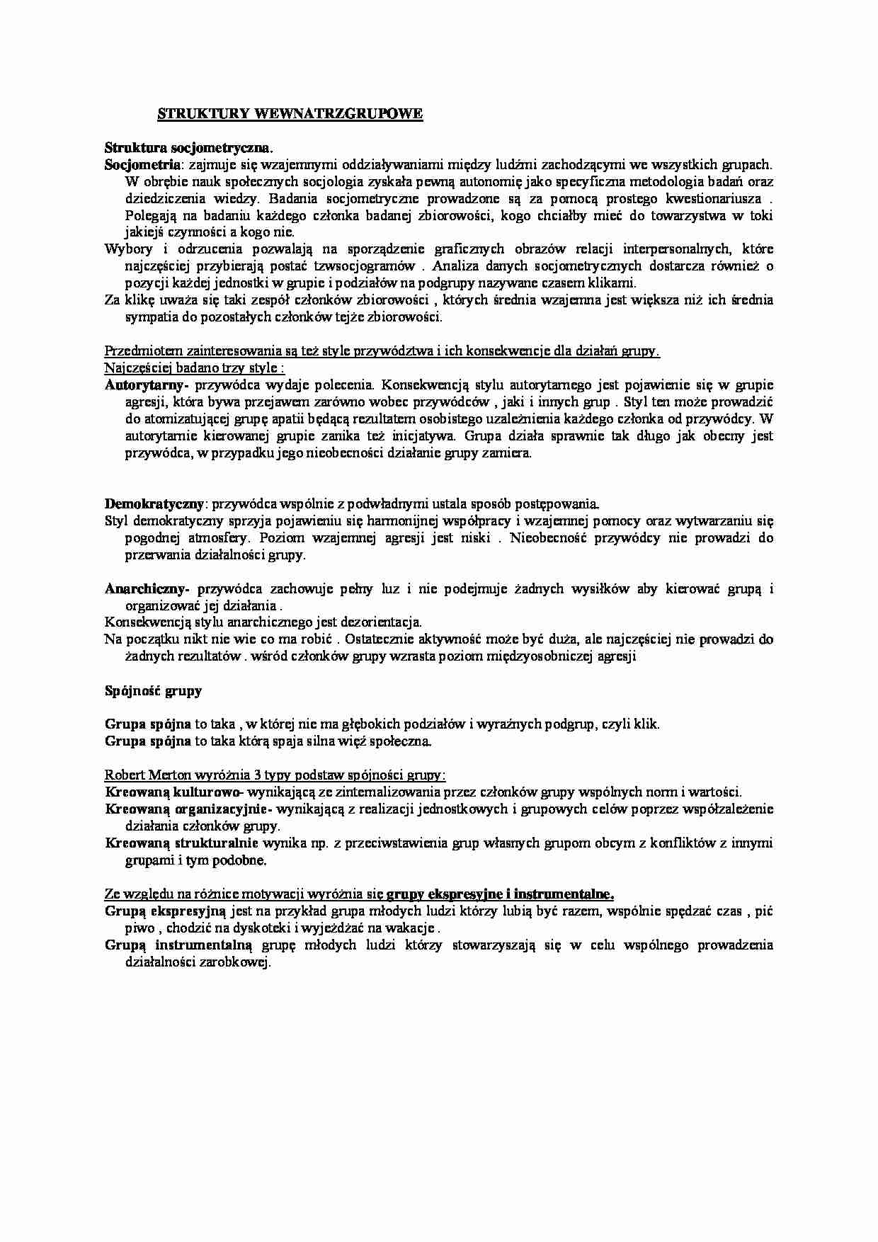 Struktury wewnątrzgrupowe - omówienie - strona 1