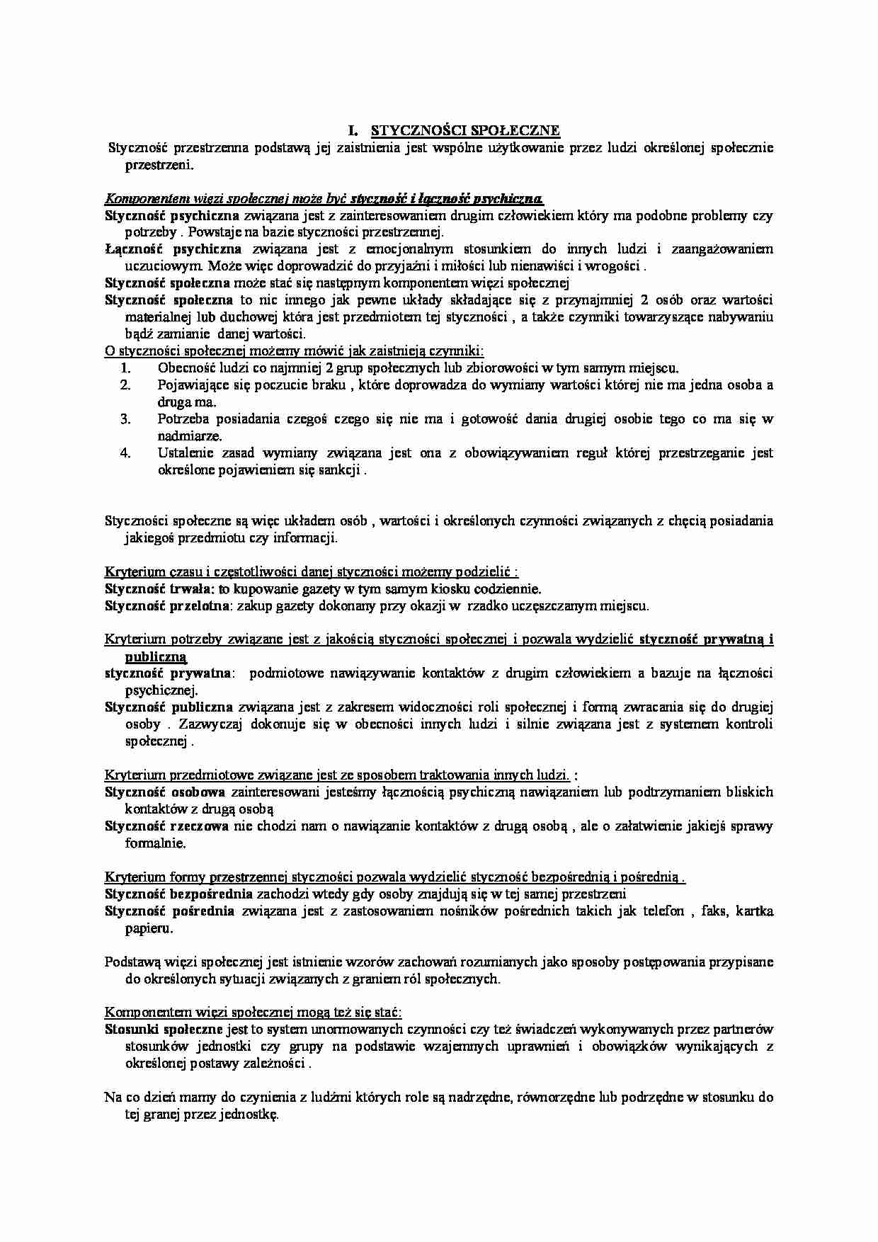 Styczności społeczne - omówienie - strona 1