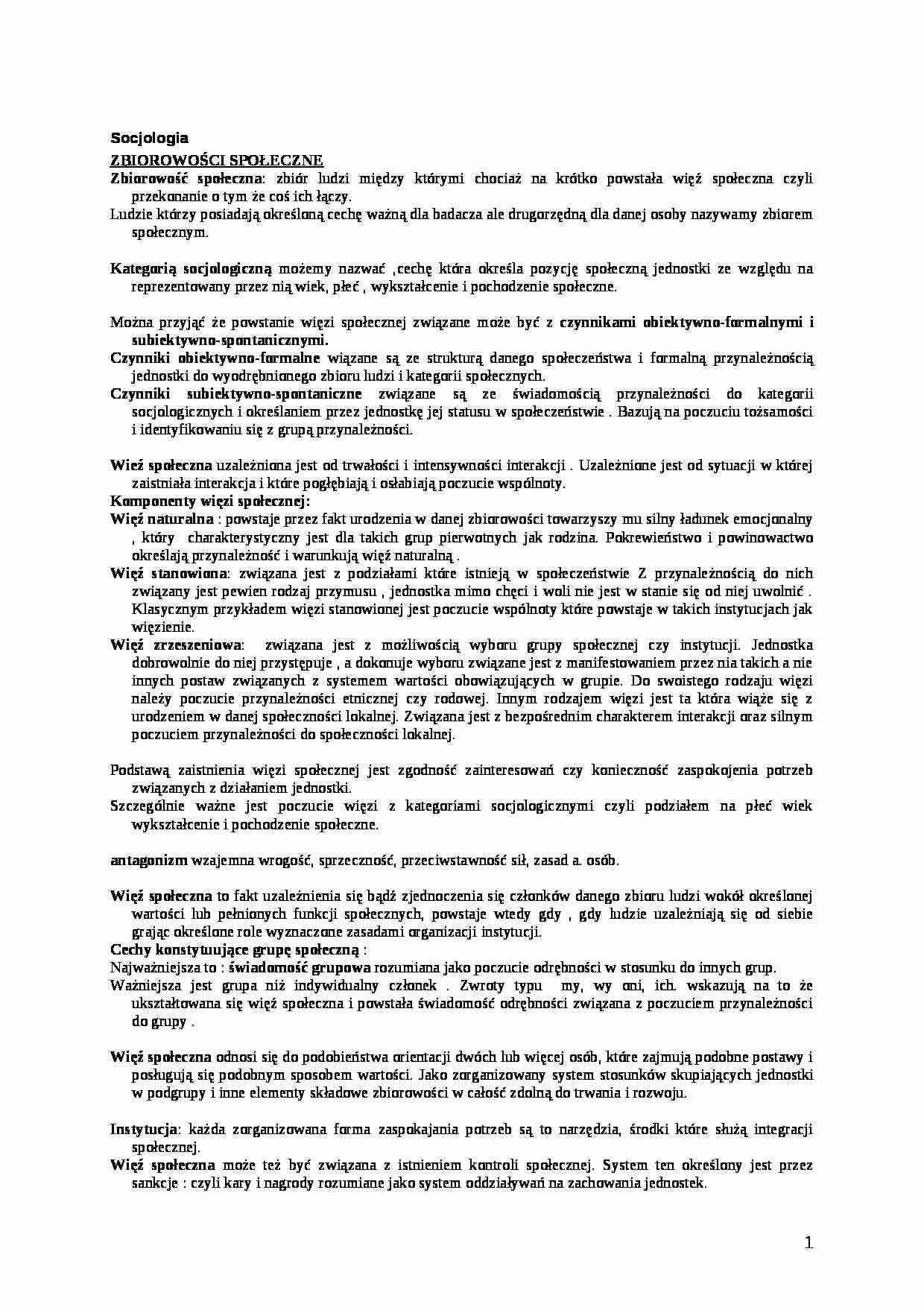 Zbiorowości społeczne - rodzaje - strona 1