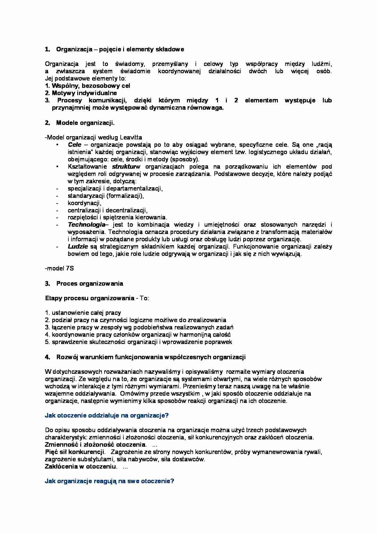 Organizacja i organizowanie - strona 1