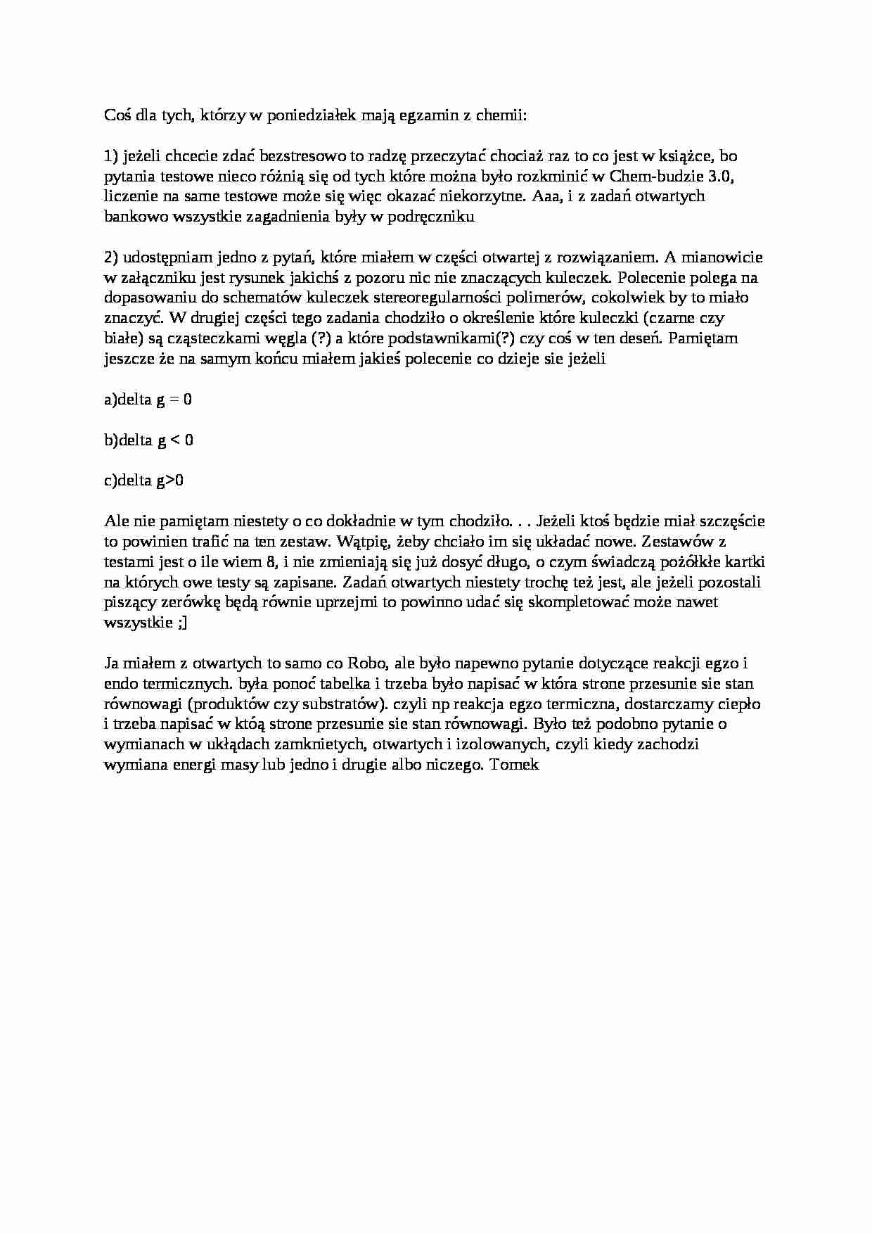 Egzamin z chemii - opis  - strona 1