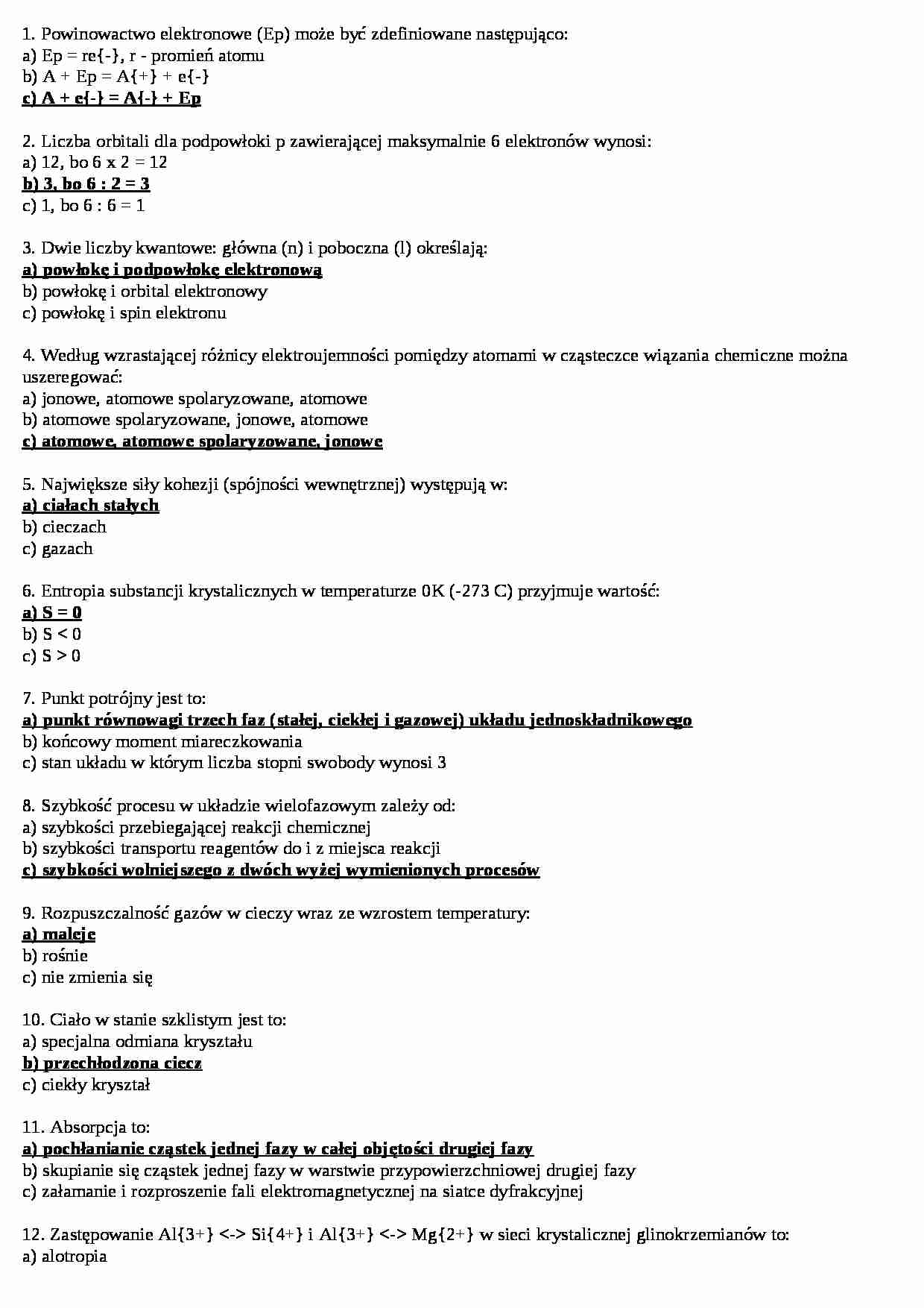 Pytania z chemii - opracowane - strona 1