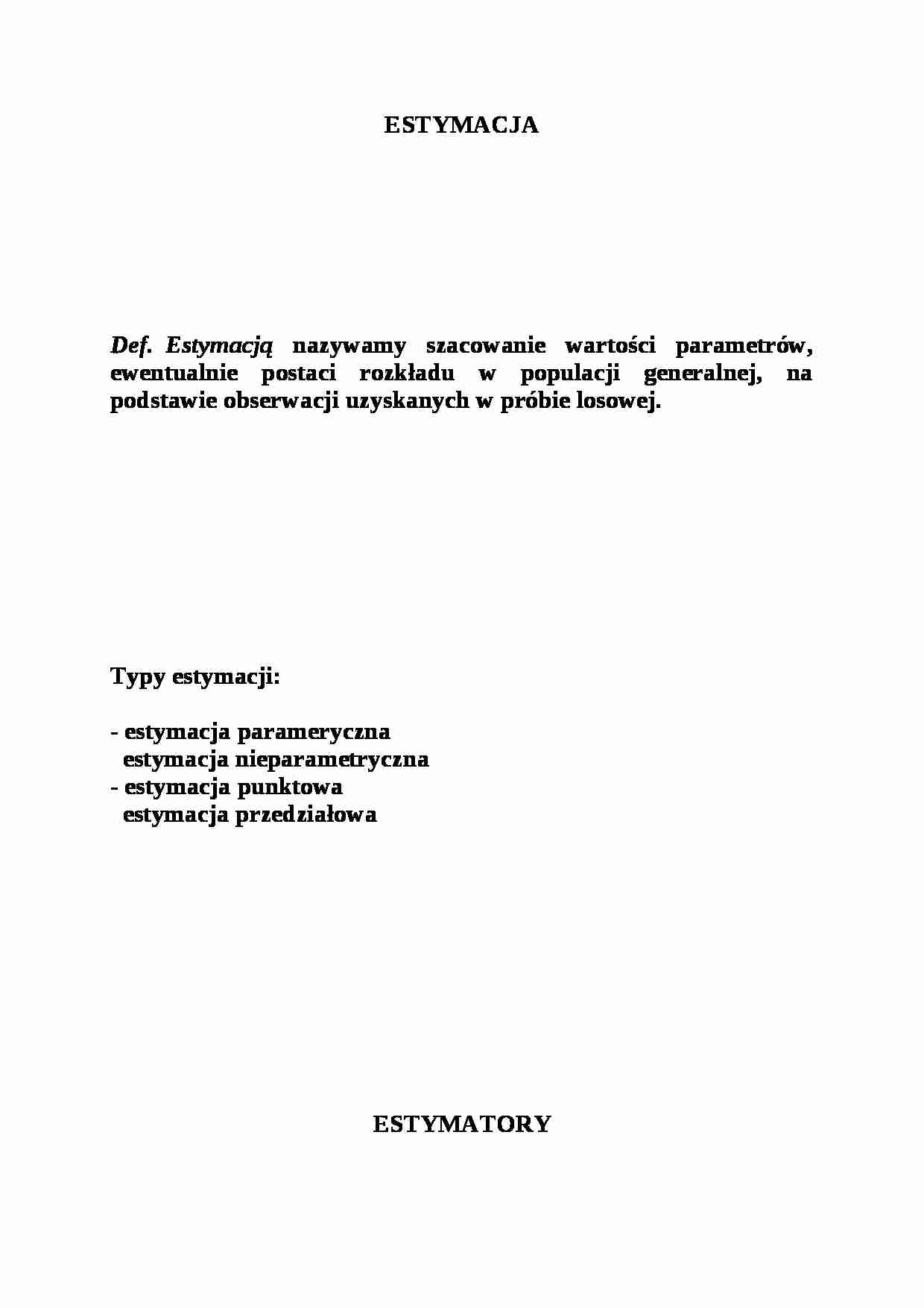 Estymacja - obszerna definicja - strona 1