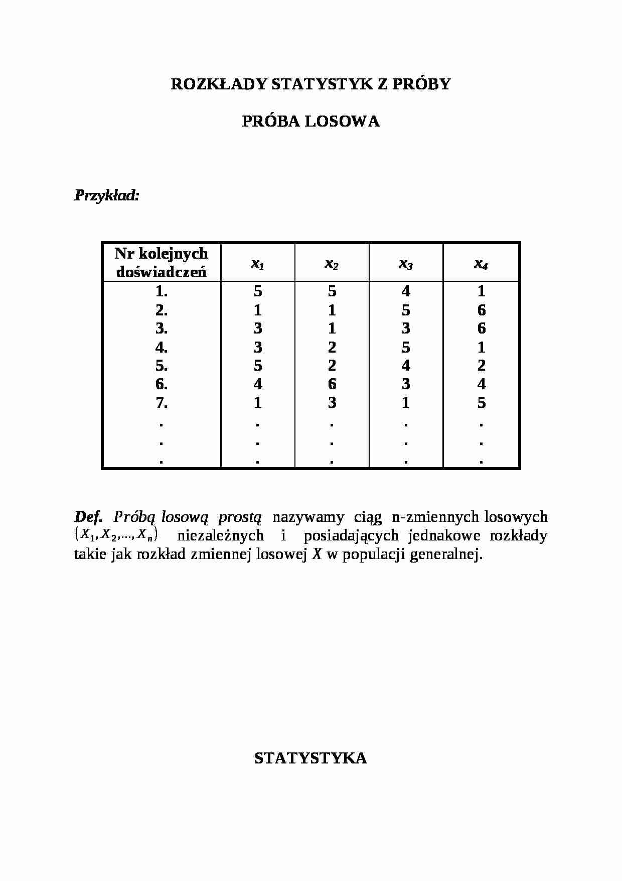 Rozkład statystyk z próby - strona 1