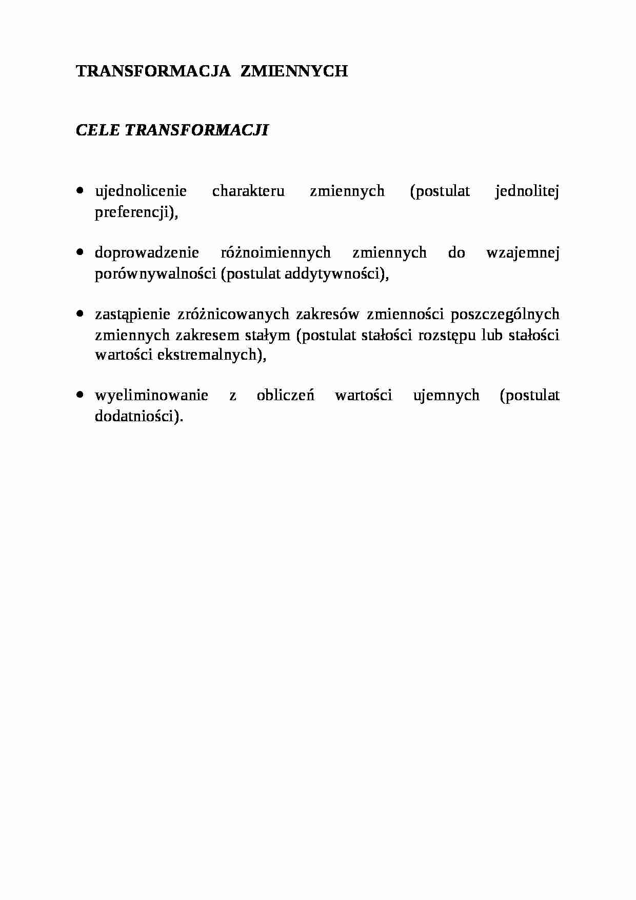 Transformacja zmiennych diagnostycznych - strona 1