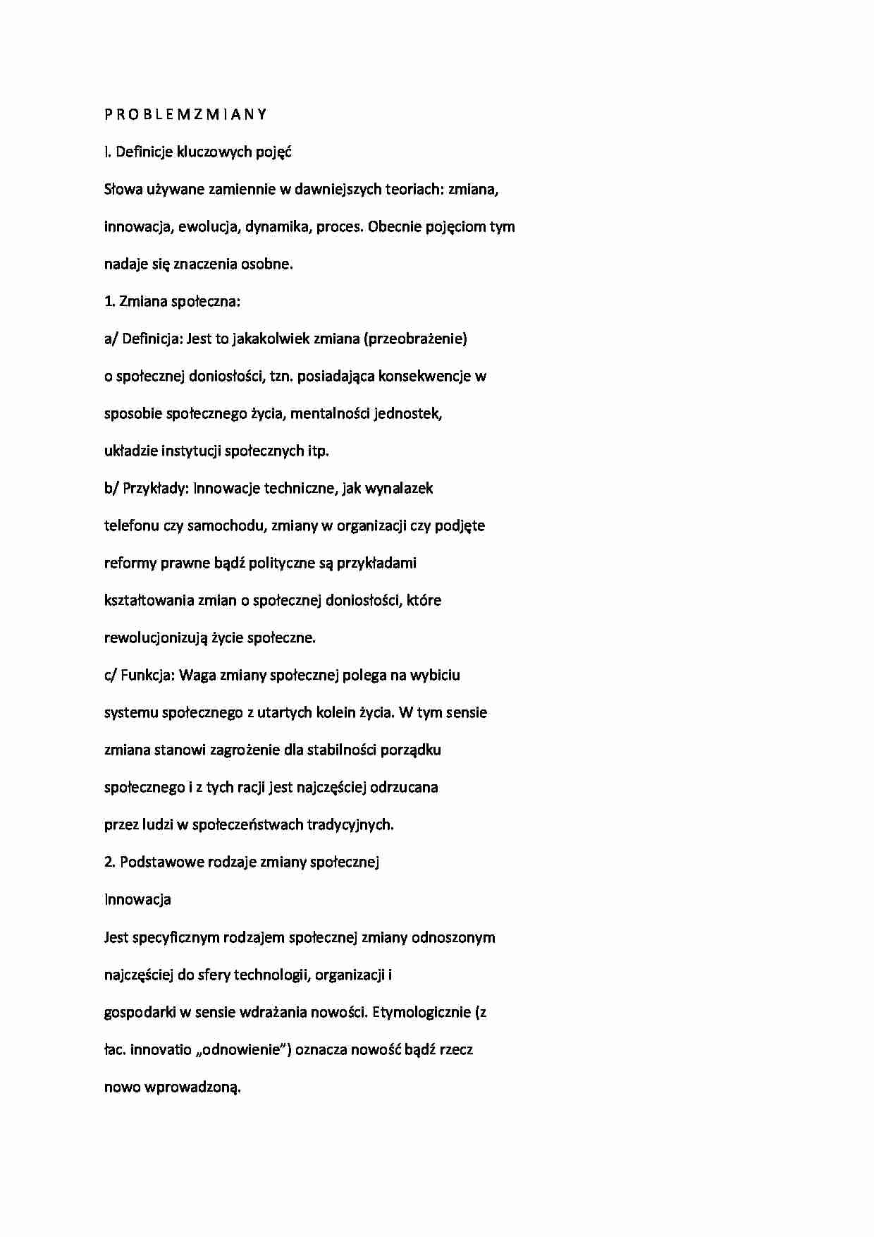 Socjologia - problem zmiany - strona 1