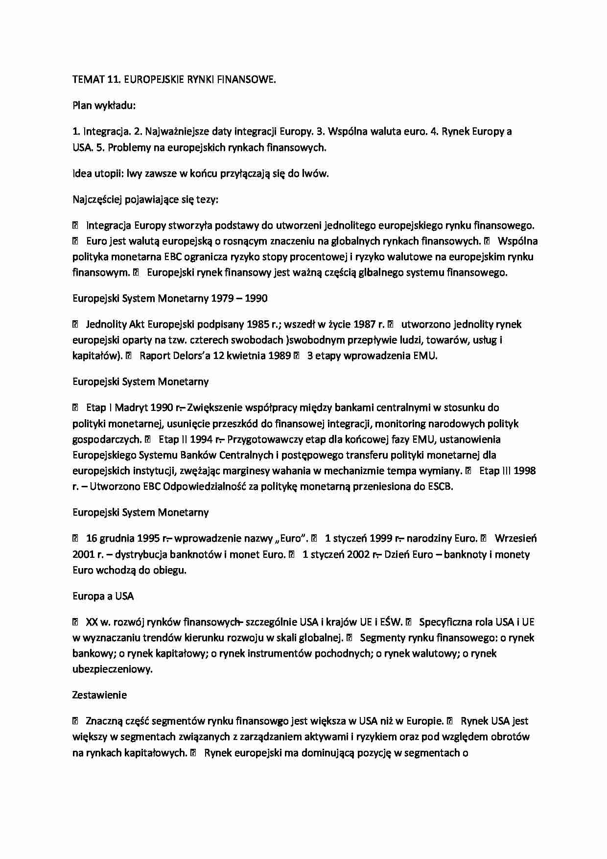 Europejskie rynki finansowe - strona 1