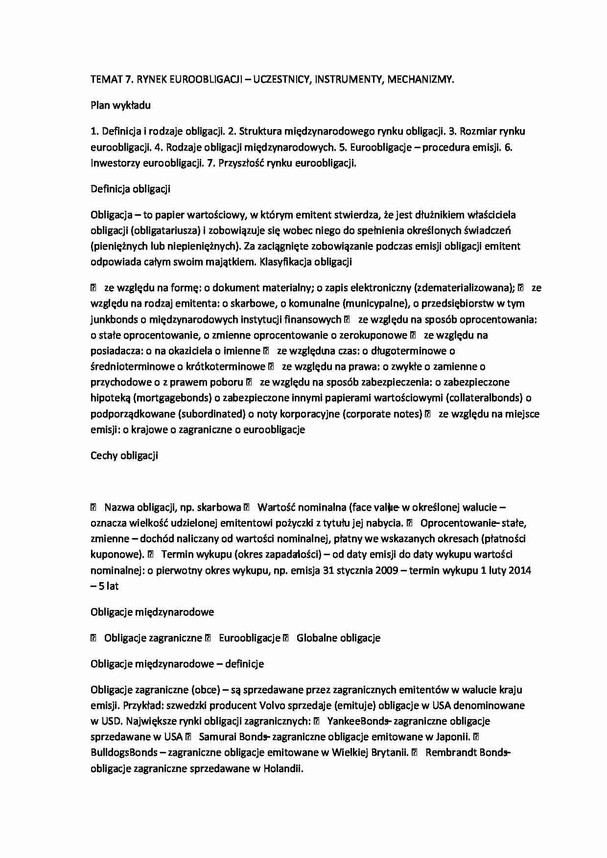 Rynek euroobligacji - uczestnicy, instrumenty, mechanizmy - strona 1