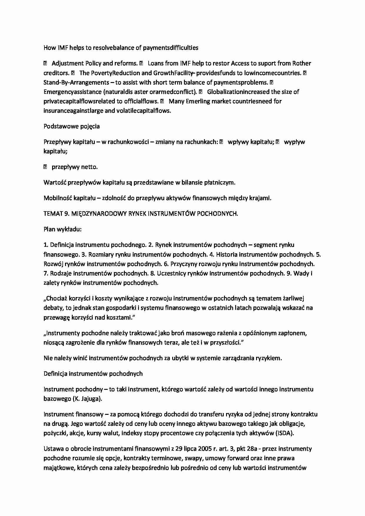 Międzynarodowe rynki finansowe - podstawowe pojęcia - strona 1