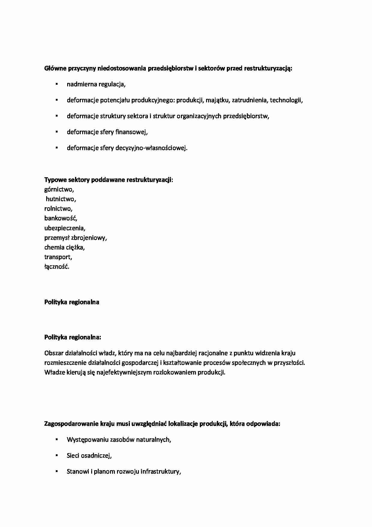 Niedostosowanie przedsiębiorstw i sektorów przed restrukturyzacją - strona 1