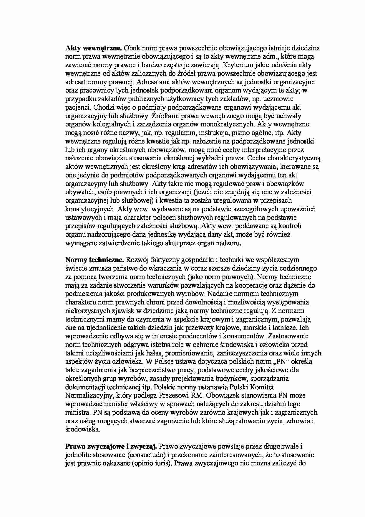 Prawo administracyjne - opracowanie - Akty wewnętrzne - strona 1