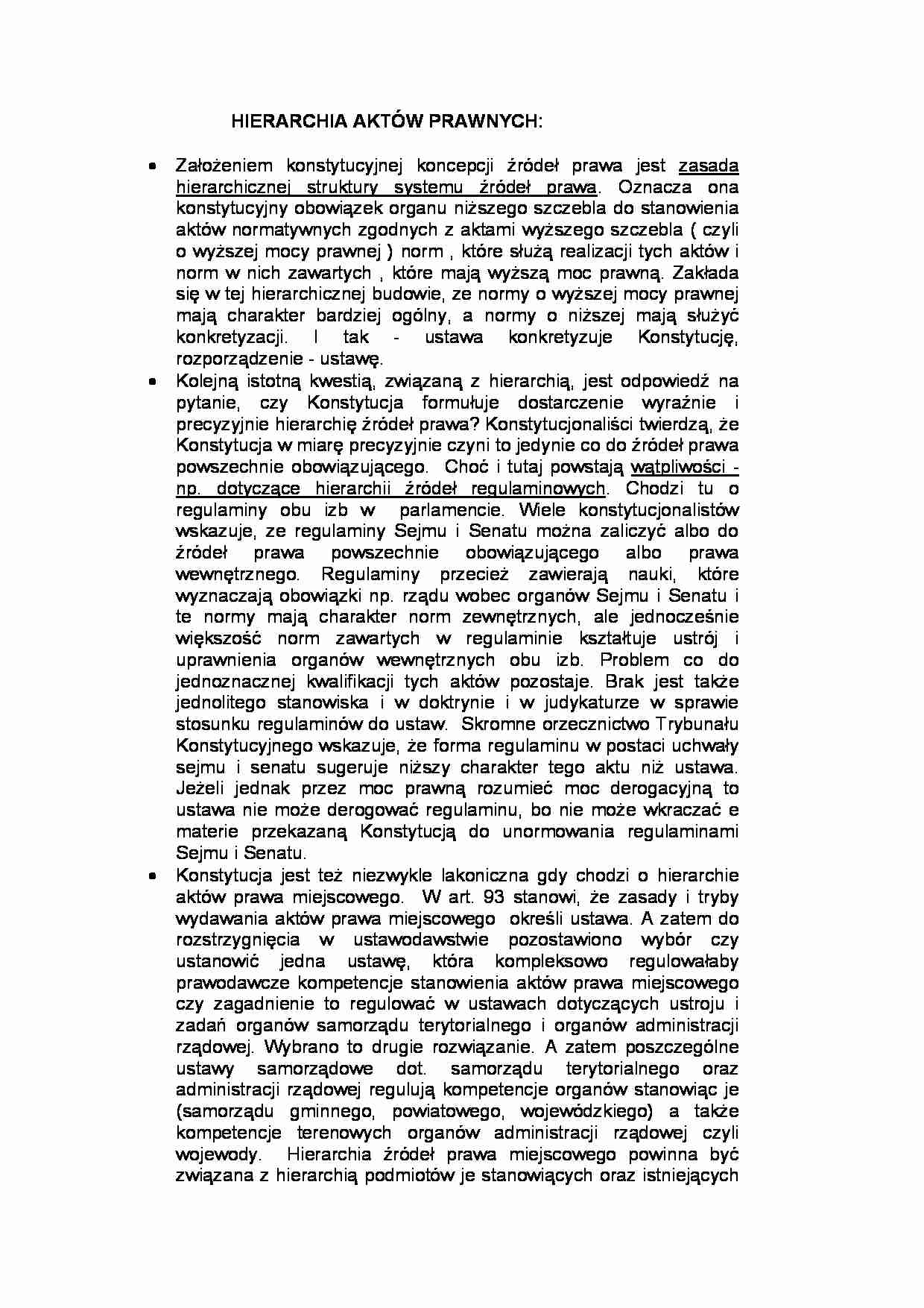 Hierarchia aktów prawnych - strona 1