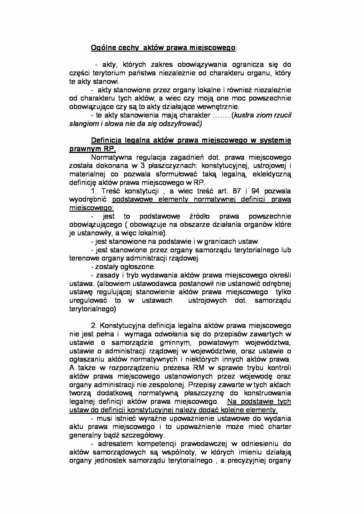 Ogólne cechy aktów prawa miejscowego - strona 1
