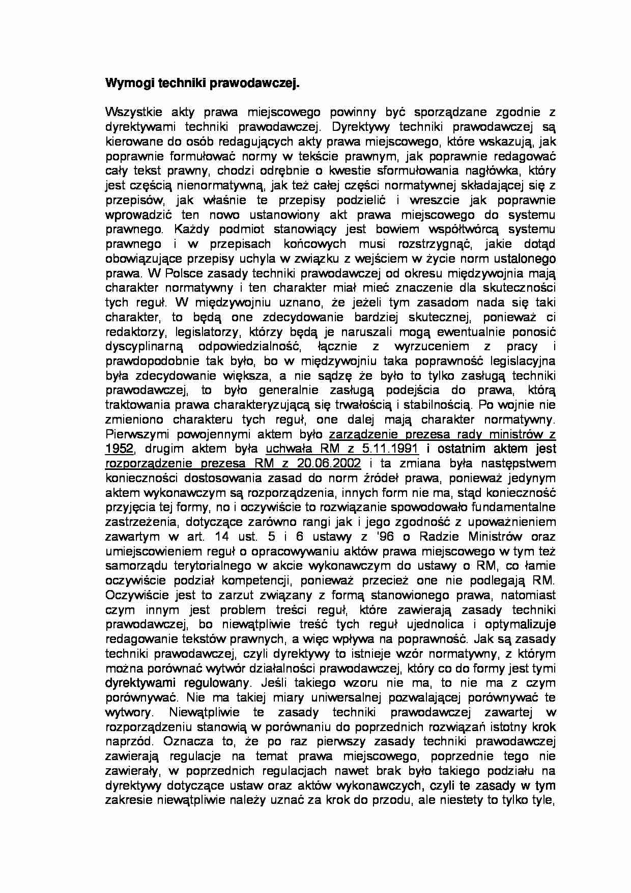 Wymogi techniki prawodawczej - strona 1