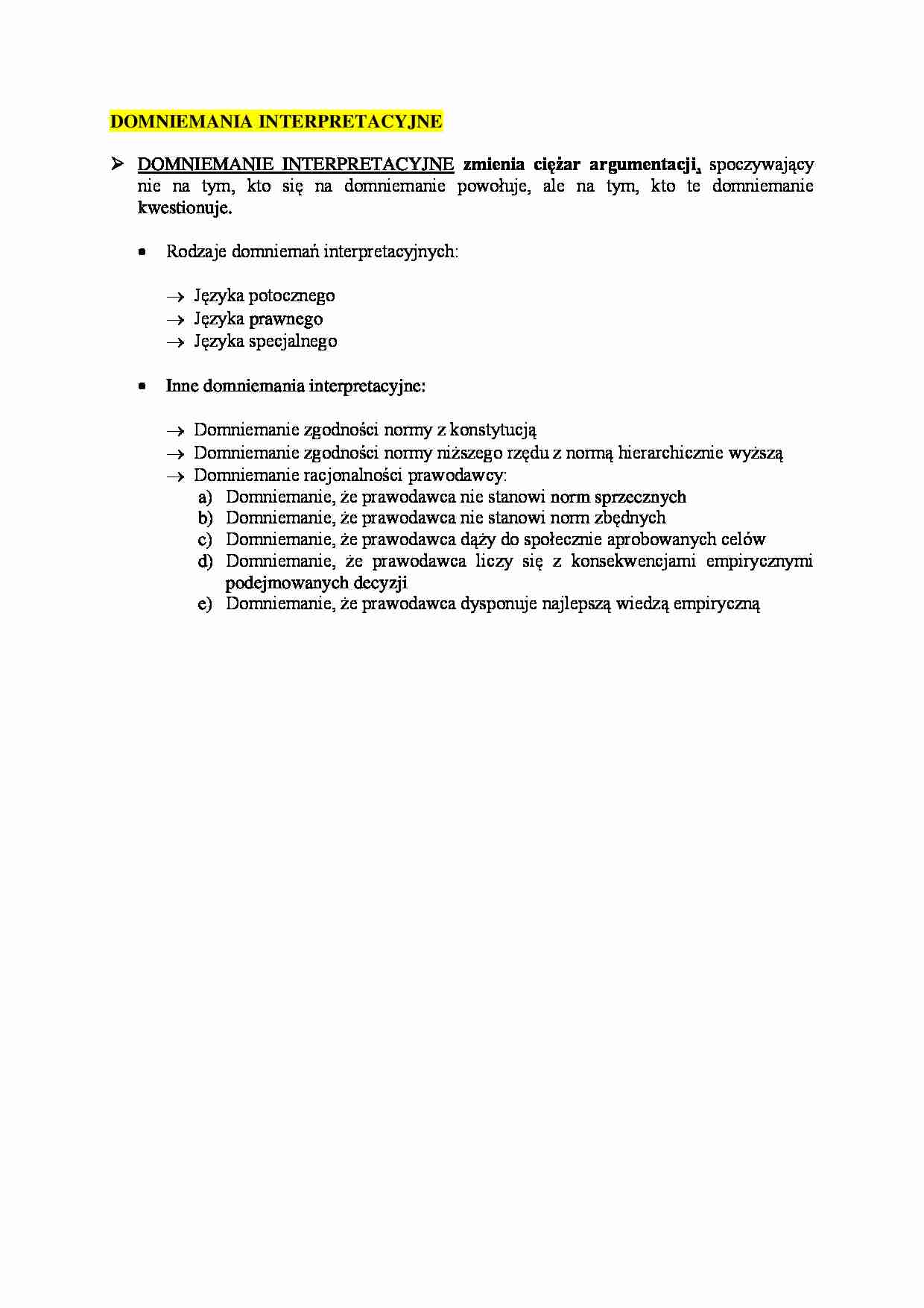 Domniemania interpretacyjne - strona 1